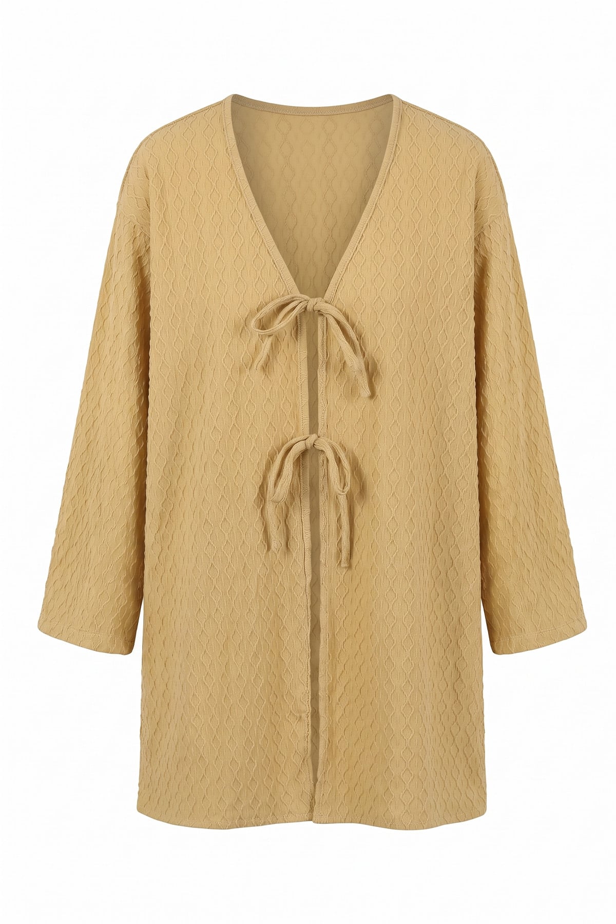 Desenli Uzun Kimono 2374 - BUĞDAY RENGİ |  
