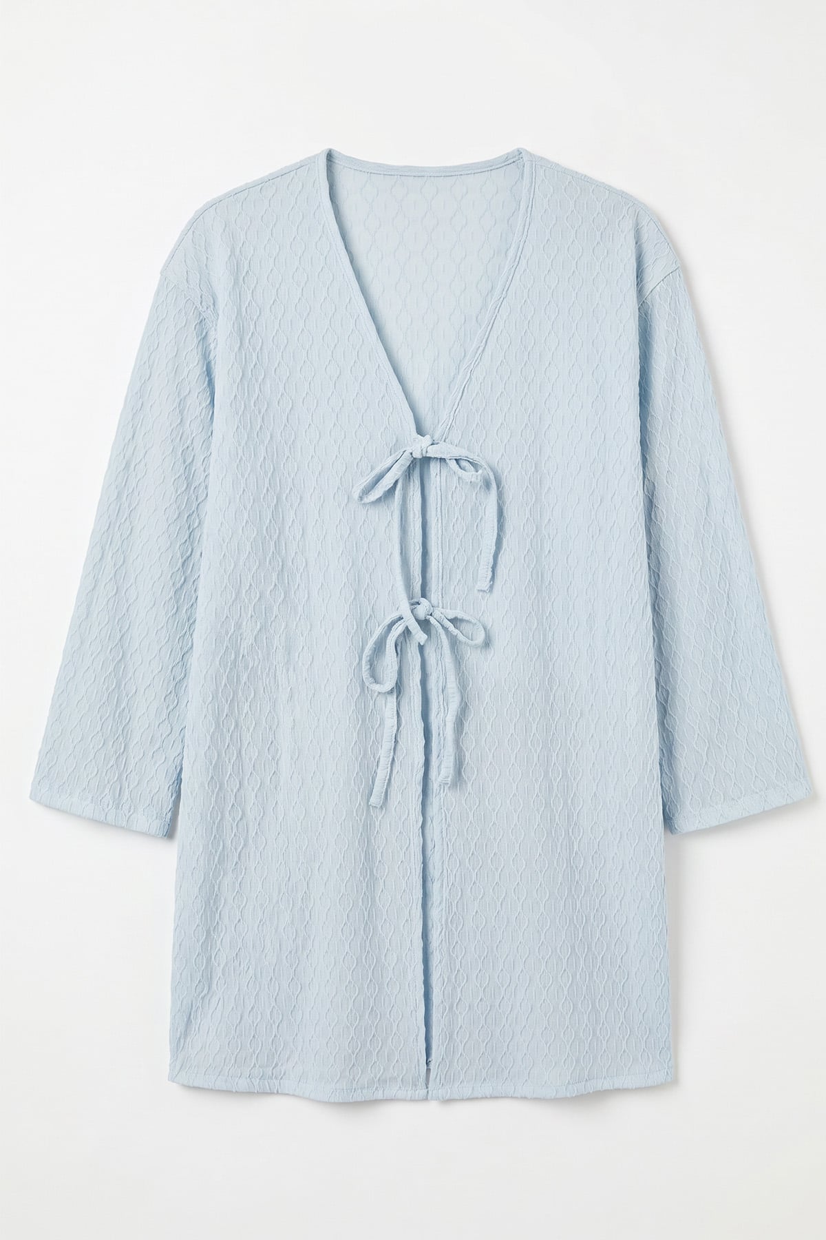 Desenli Uzun Kimono 2374 - BEBE MAVİSİ |  