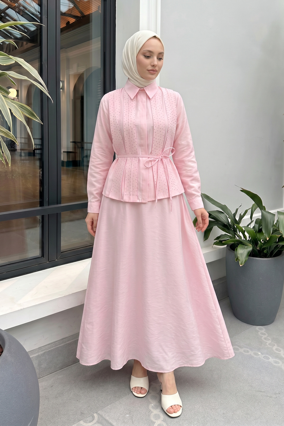 Taş Detaylı Takım 494004 - AÇIK PEMBE |  