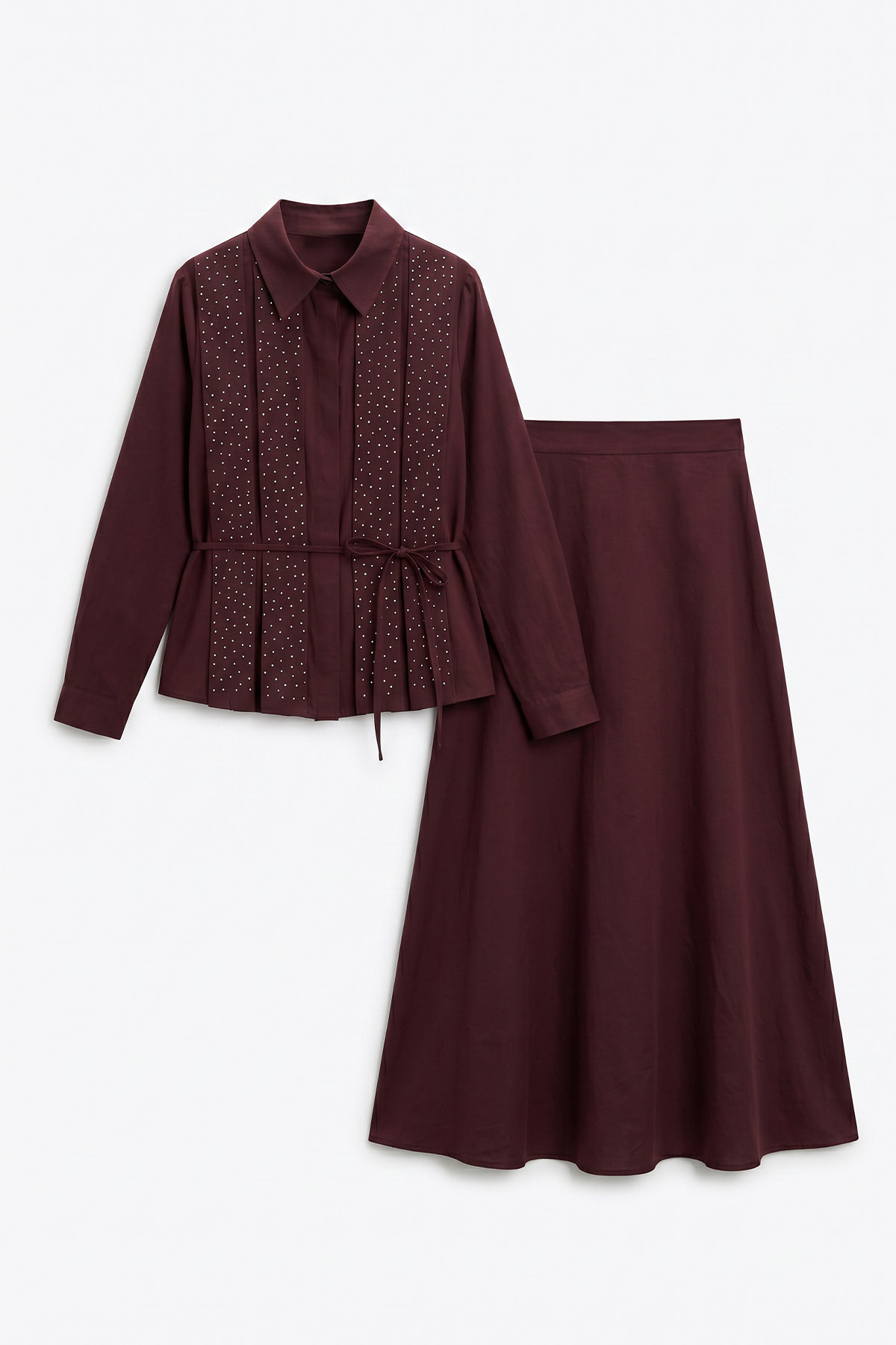 Taş Detaylı Takım 494004 - KOYU BORDO |  