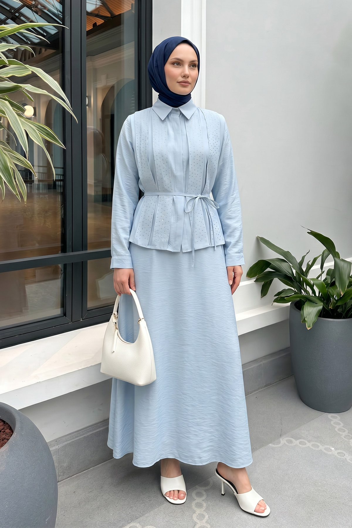 Taş Detaylı Takım 494004 - BEBE MAVİSİ |  