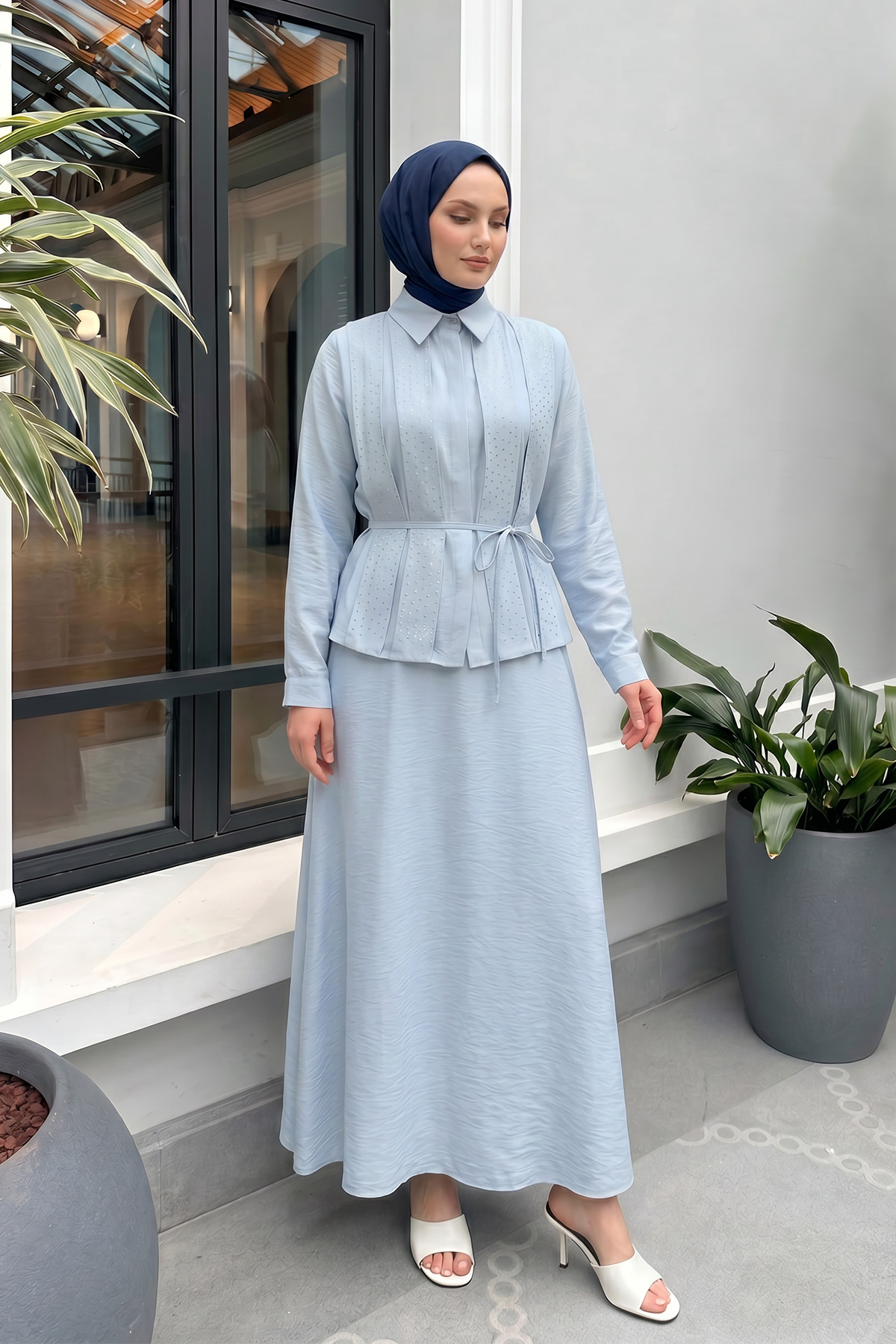 Taş Detaylı Takım 494004 - BEBE MAVİSİ |  