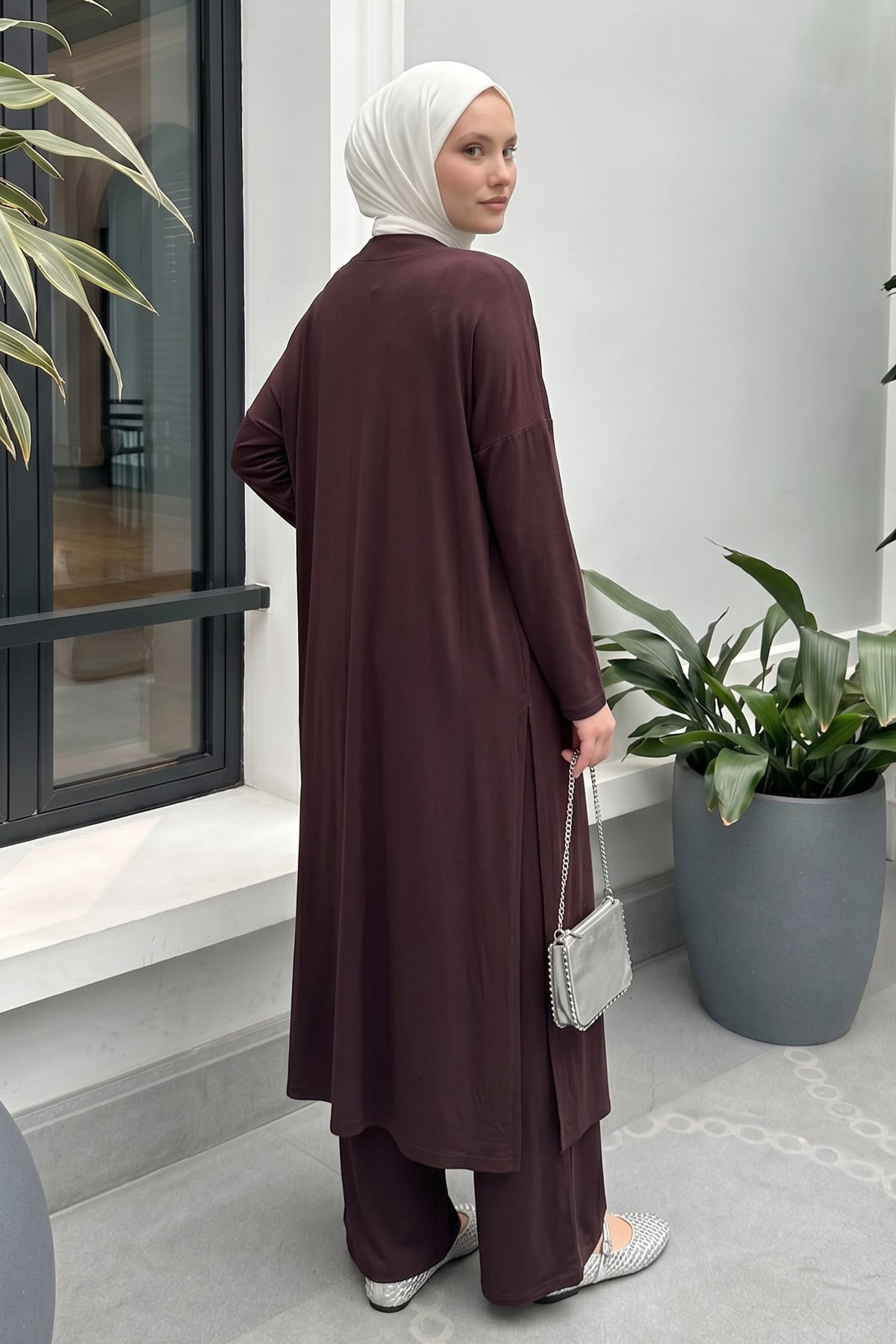 Üçlü Viskon Penye Takım 13205 - KOYU MÜRDÜM |  