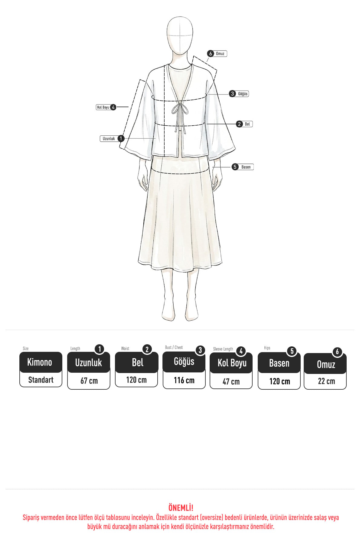 İp Bağcıklı Kimono 2362 - KIRMIZI |  