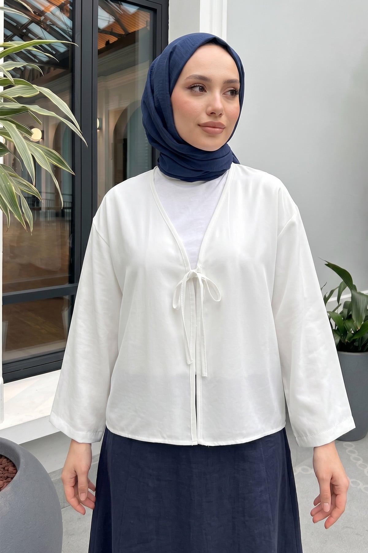 İp Bağcıklı Kimono 2362 - BEYAZ |  