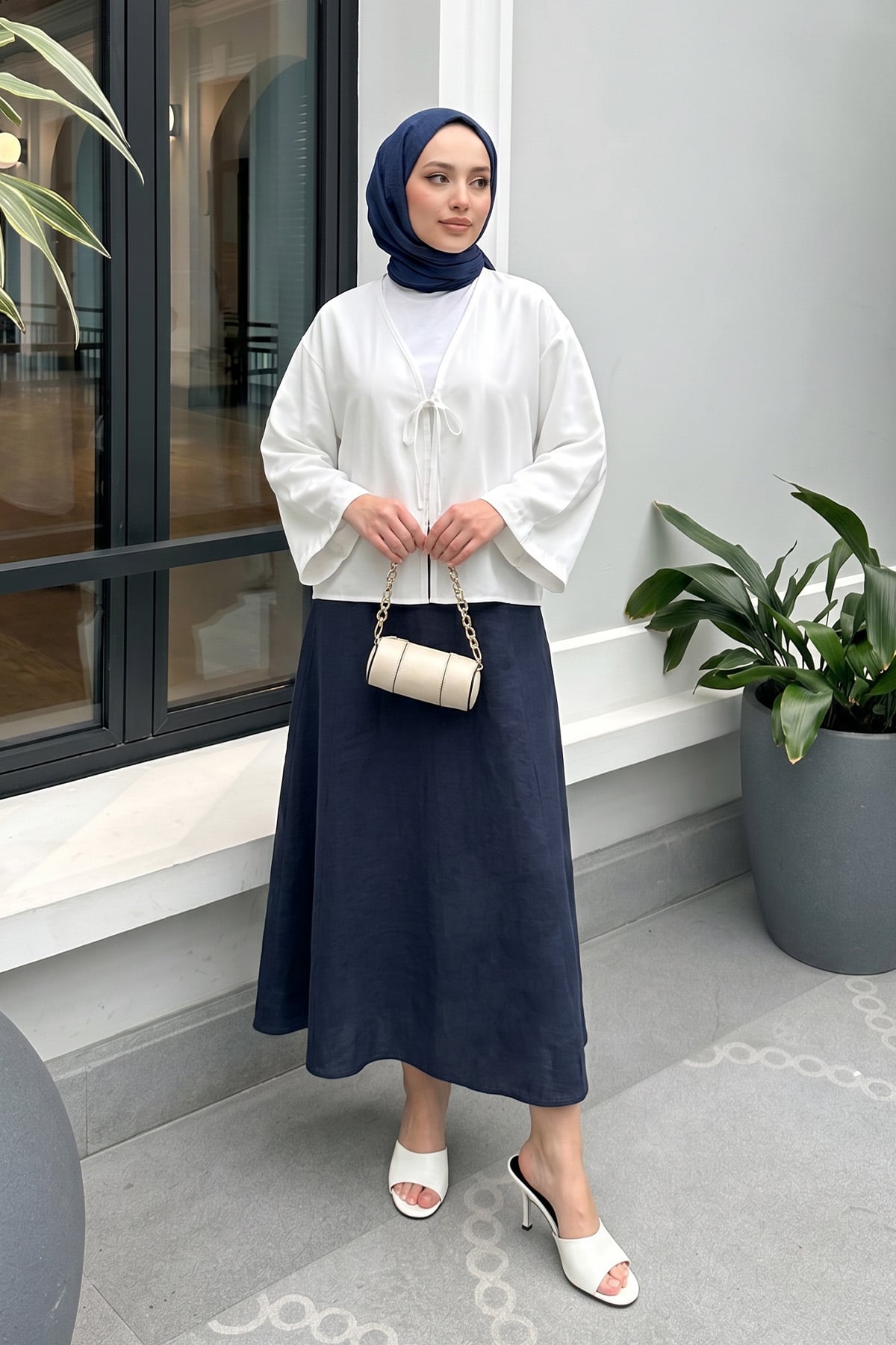 İp Bağcıklı Kimono 2362 - BEYAZ |  