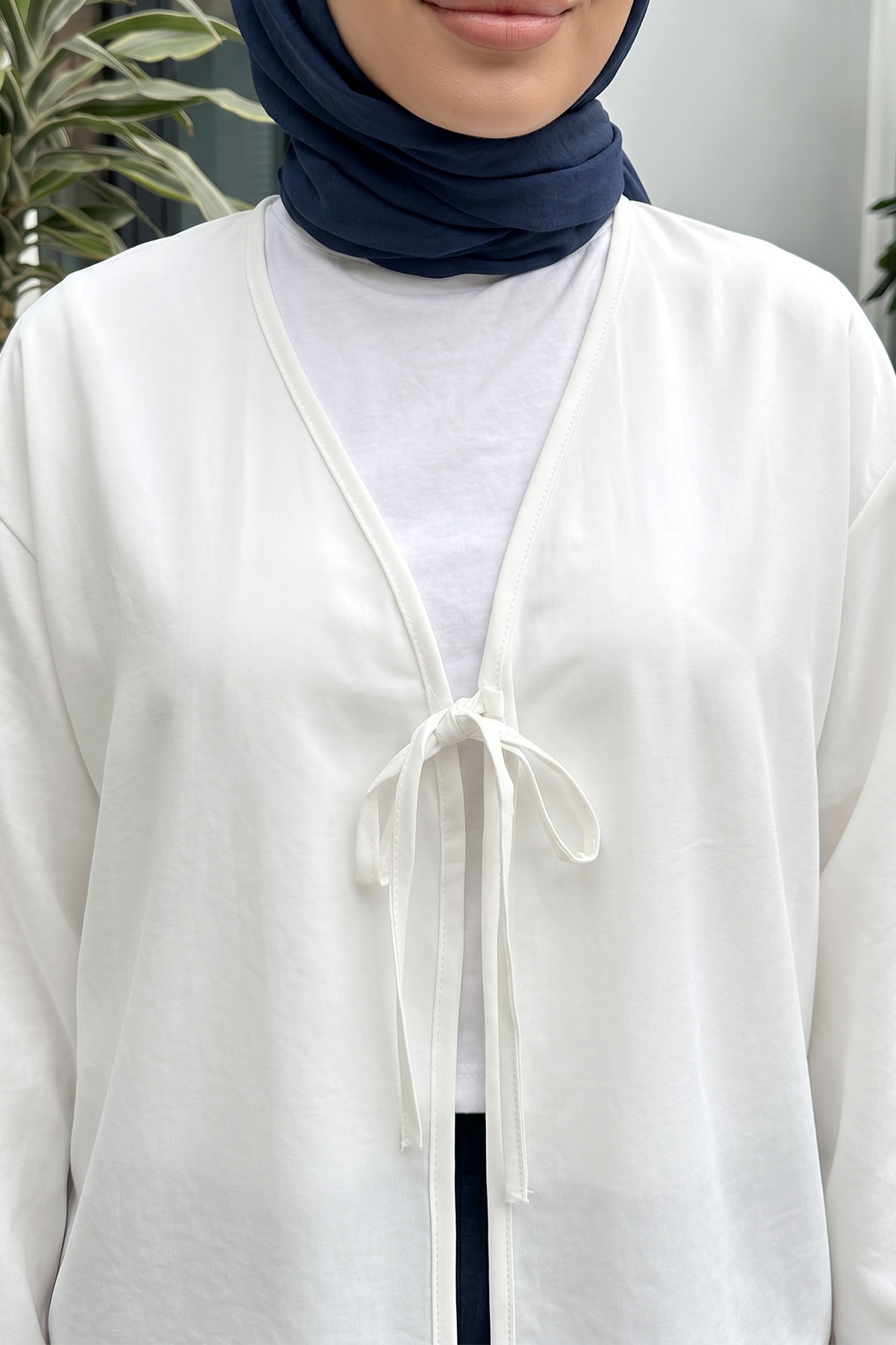 İp Bağcıklı Kimono 2362 - BEYAZ |  