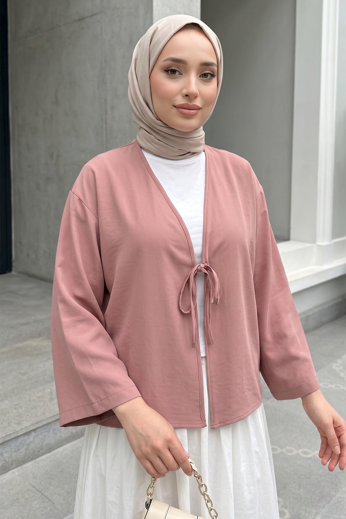 İp Bağcıklı Kimono 2362 - PUDRA RENGİ |  
