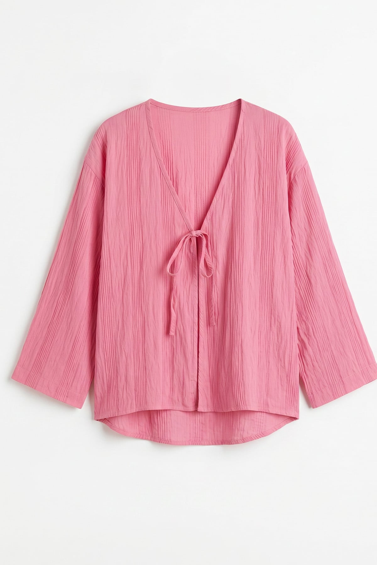 Dokulu Bağcıklı Kimono 2361 - PEMBE |  