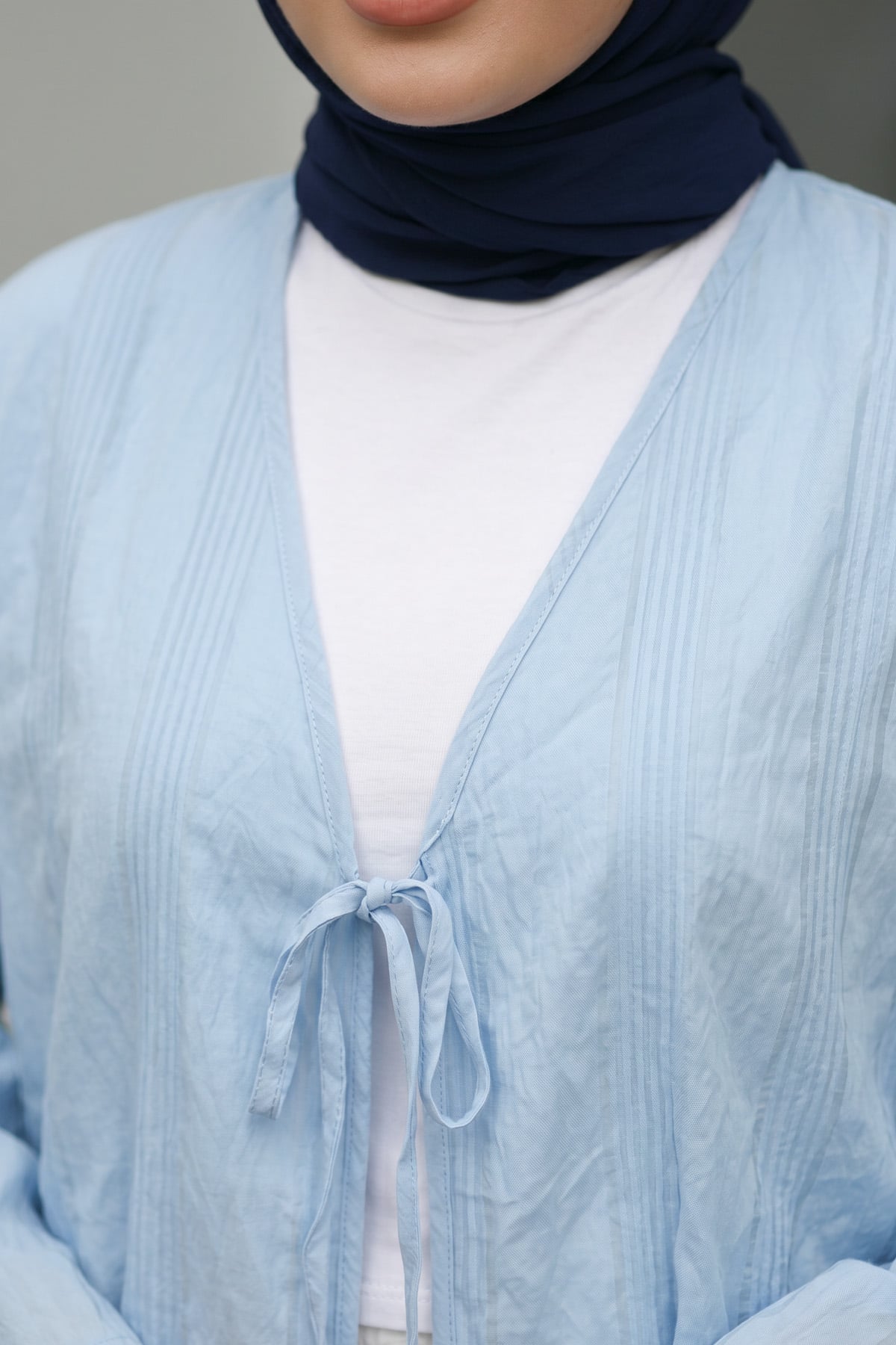 Dokulu Bağcıklı Kimono 2361 - BEBE MAVİSİ |  