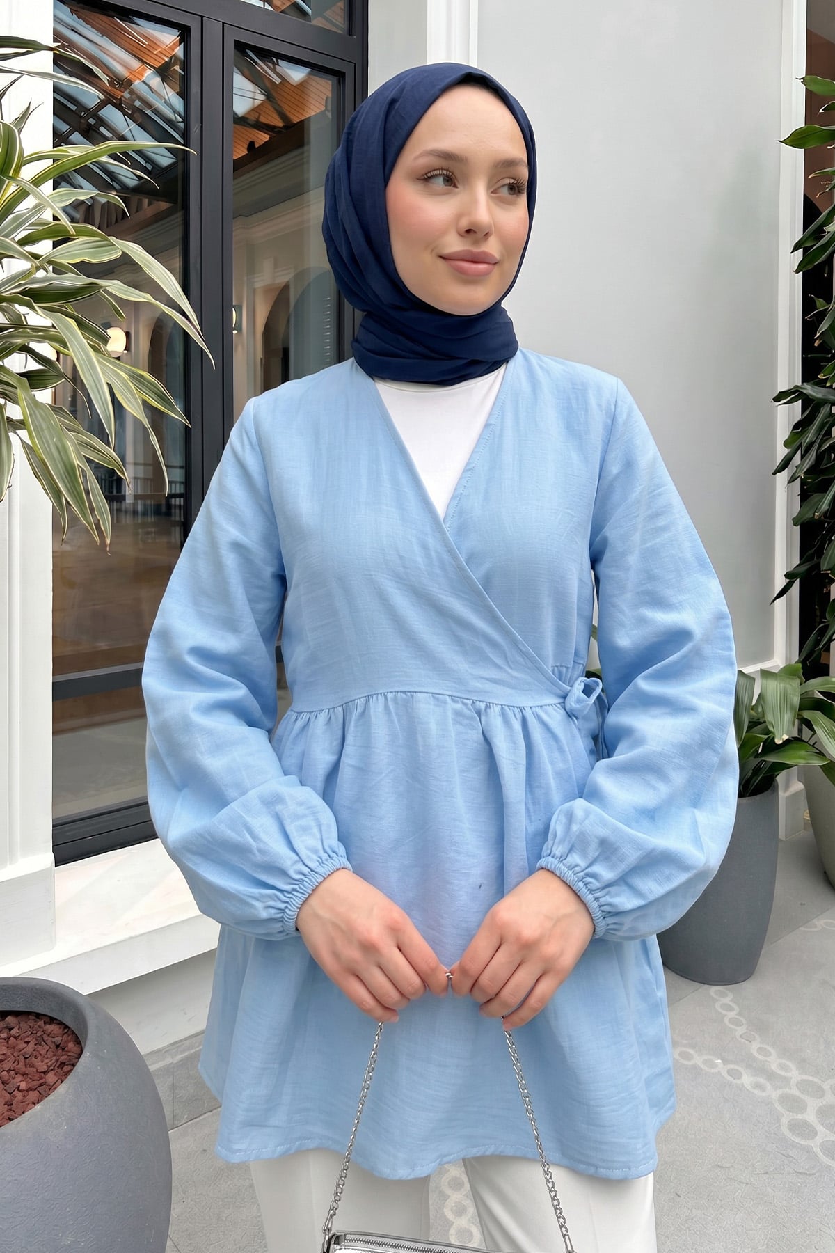 Çapraz Bağlamalı Kimono 43458 - BEBE MAVİSİ |  