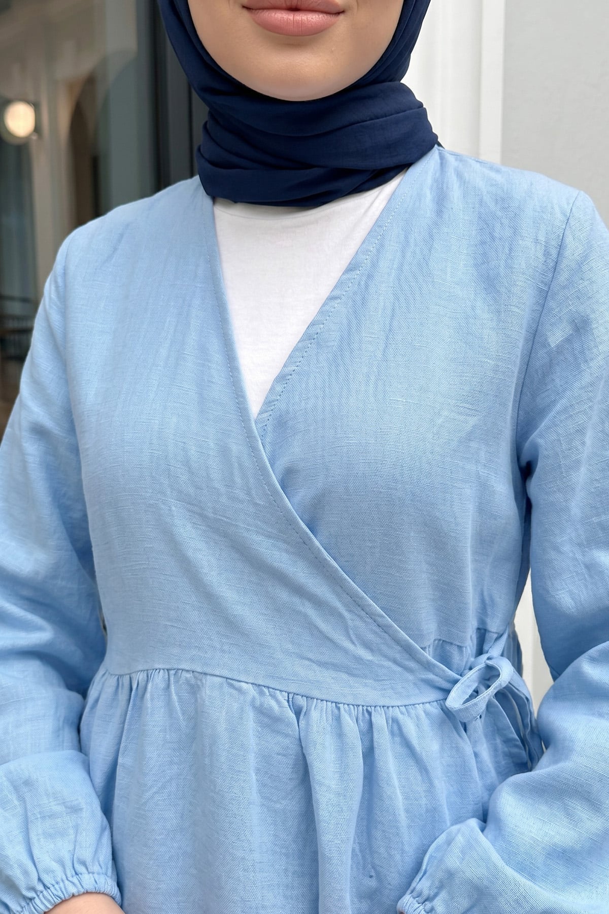 Çapraz Bağlamalı Kimono 43458 - BEBE MAVİSİ |  