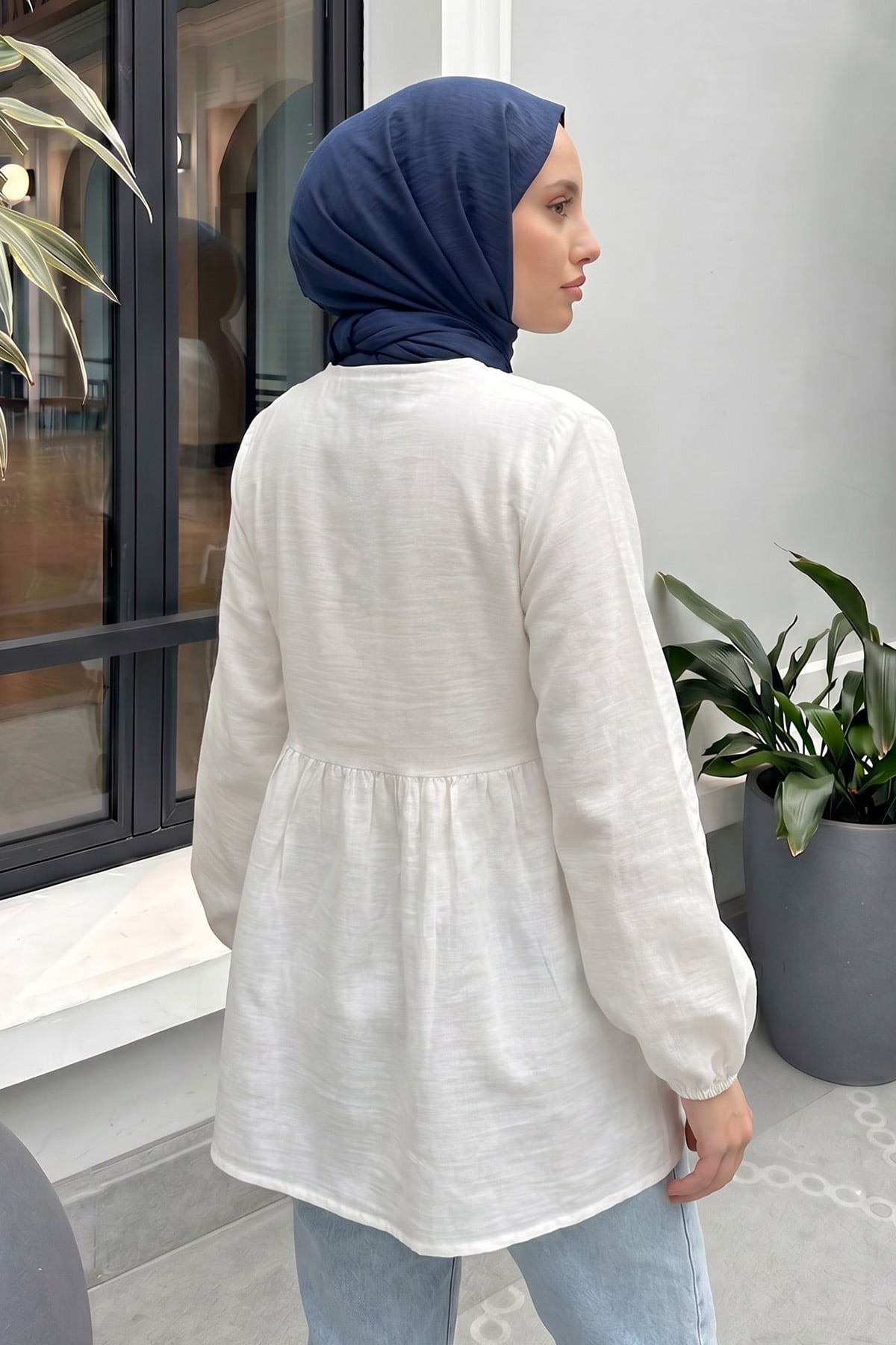 Çapraz Bağlamalı Kimono 43458 - BEYAZ |  