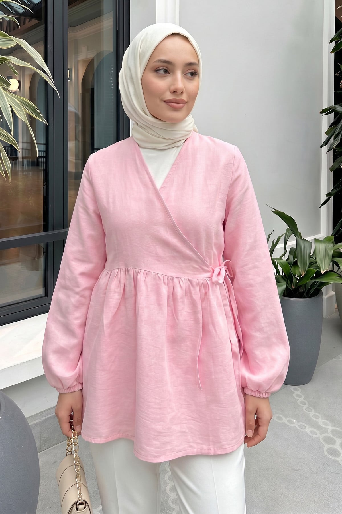 Çapraz Bağlamalı Kimono 43458 - AÇIK PEMBE |  