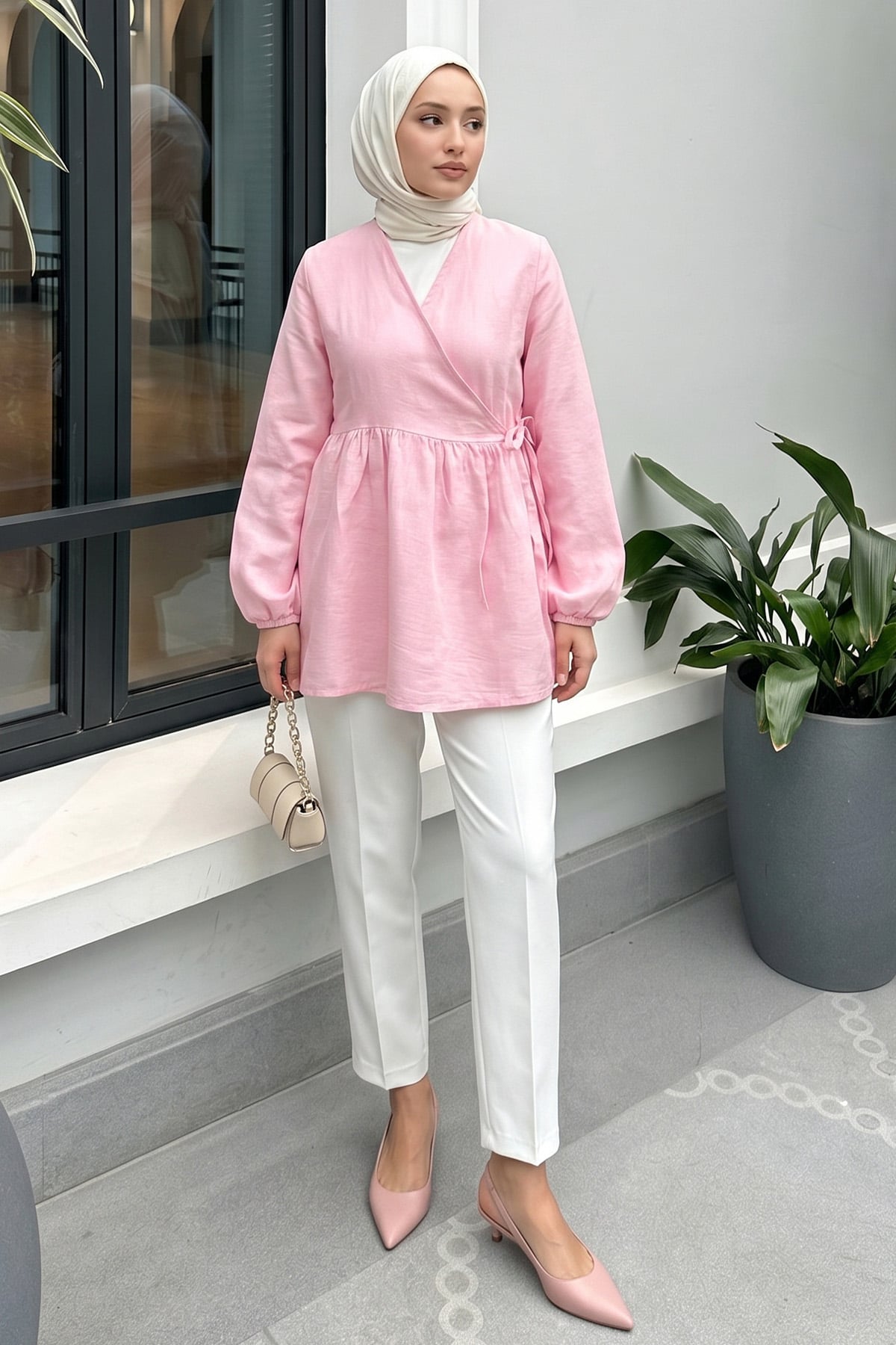 Çapraz Bağlamalı Kimono 43458 - AÇIK PEMBE |  