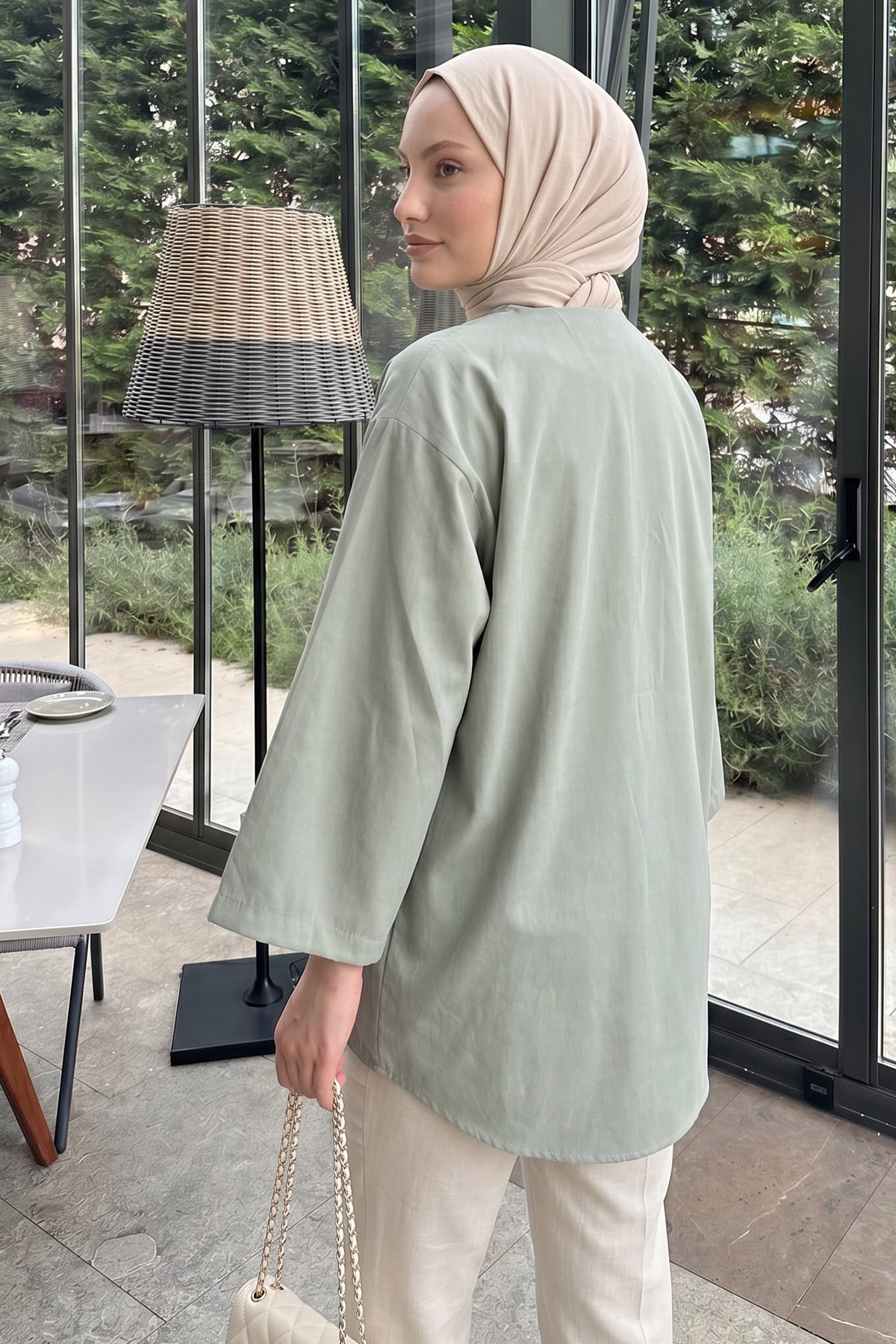 Çift Bağcıklı Uzun Kimono 262353 - AÇIK MİNT |  