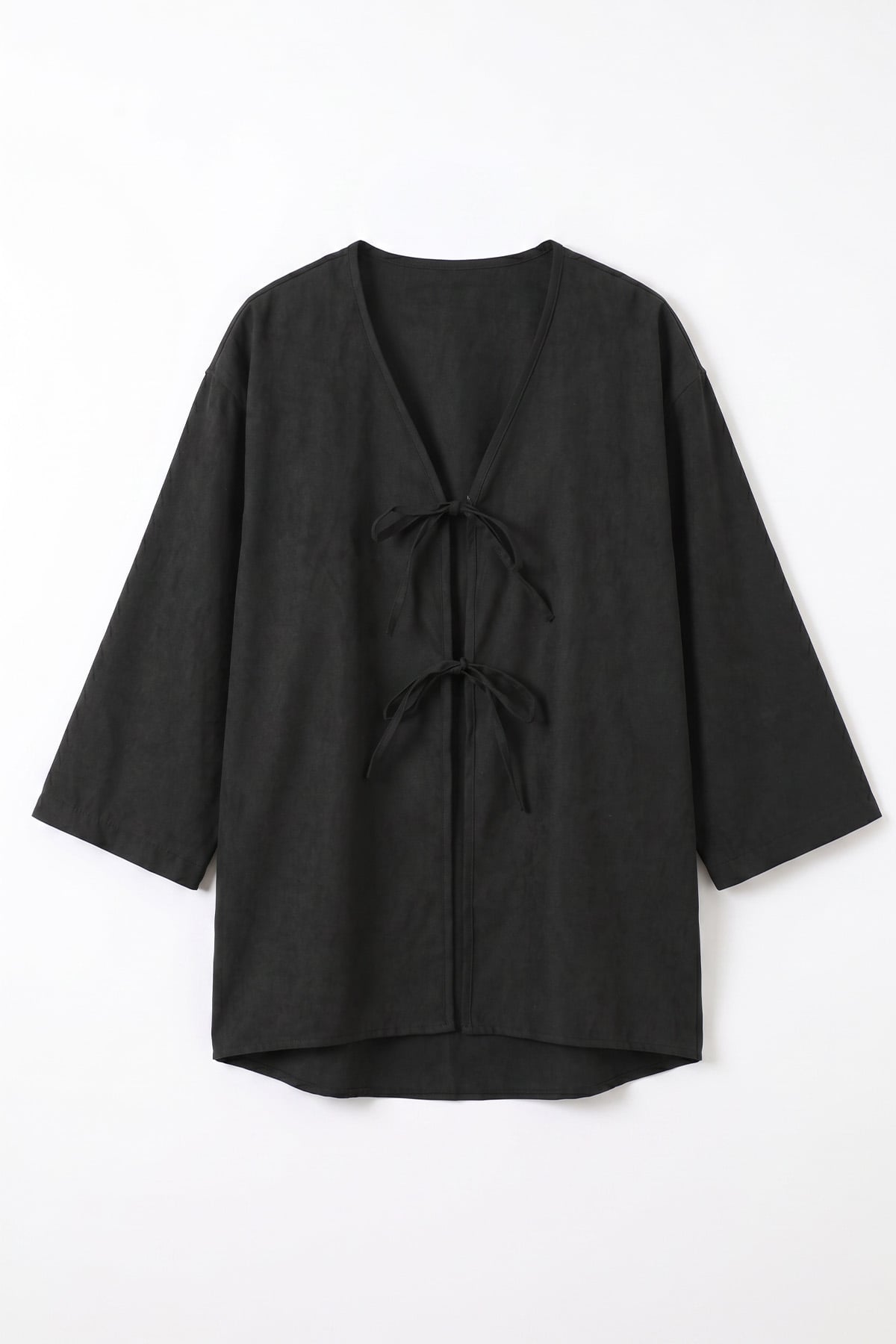 Çift Bağcıklı Uzun Kimono 262353 - SİYAH |  