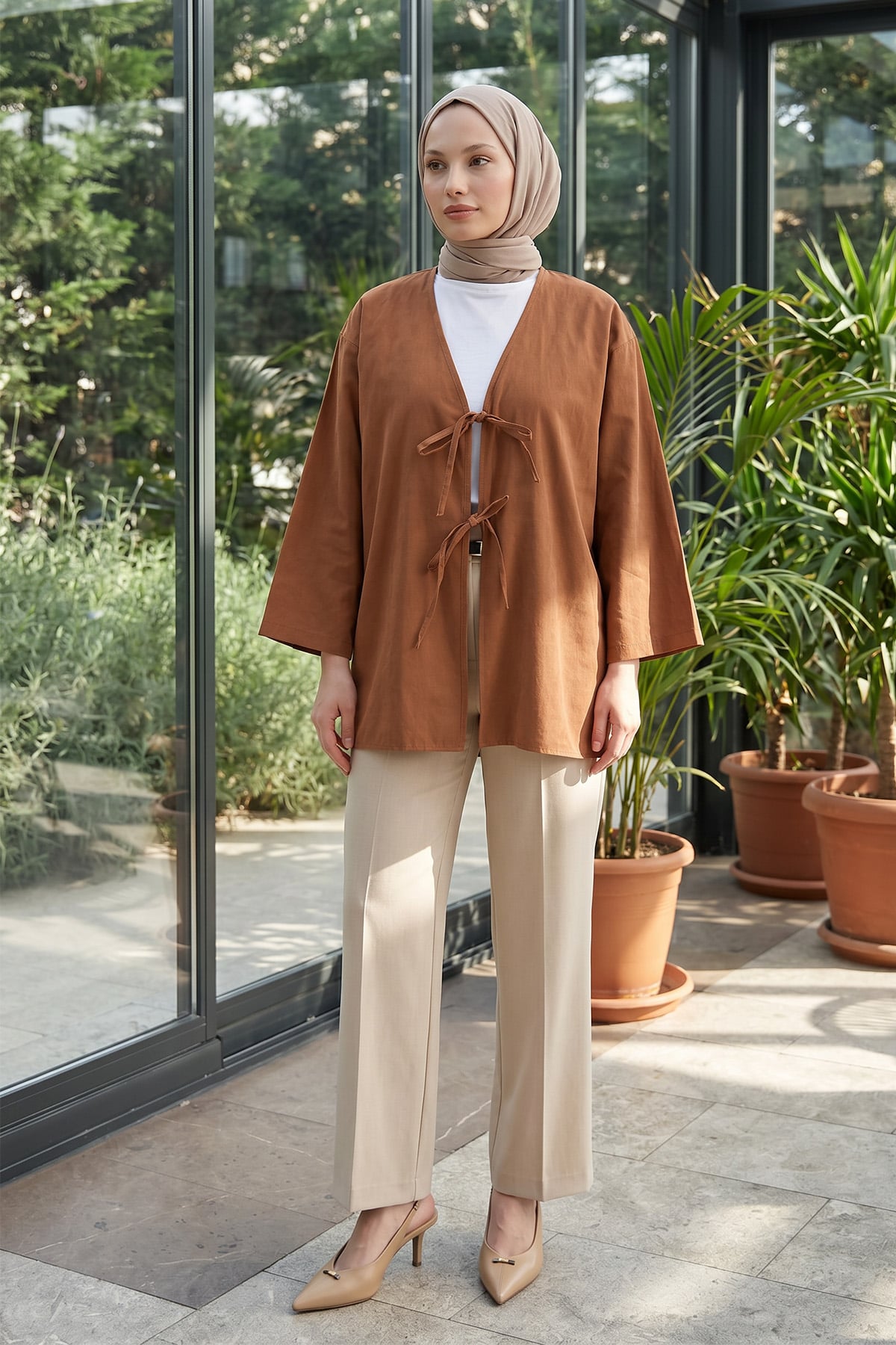 Çift Bağcıklı Uzun Kimono 262353 - TARÇIN |  