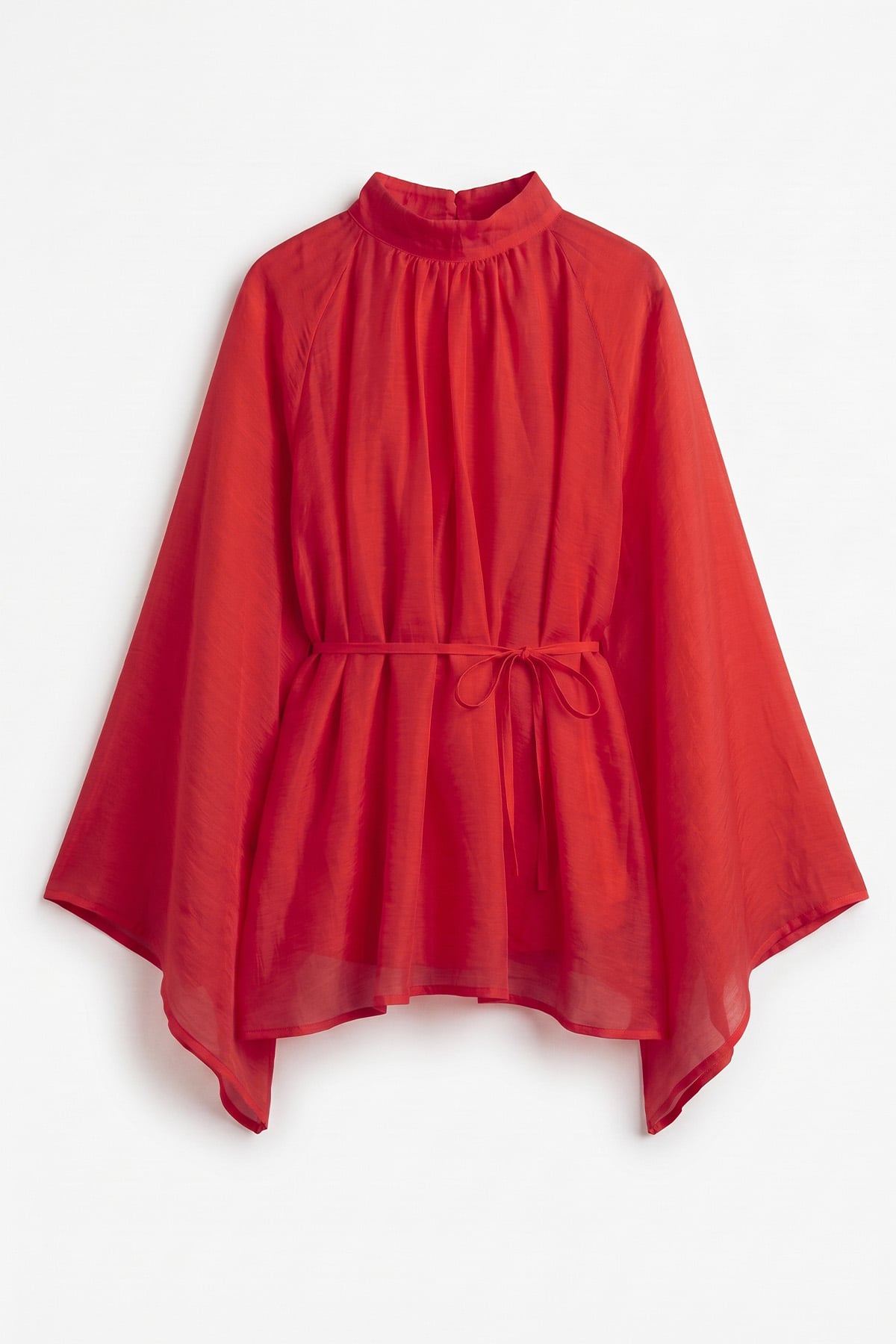 Büzgülü Reglan Kol Tunik Y0150 - KIRMIZI | zenne.com 