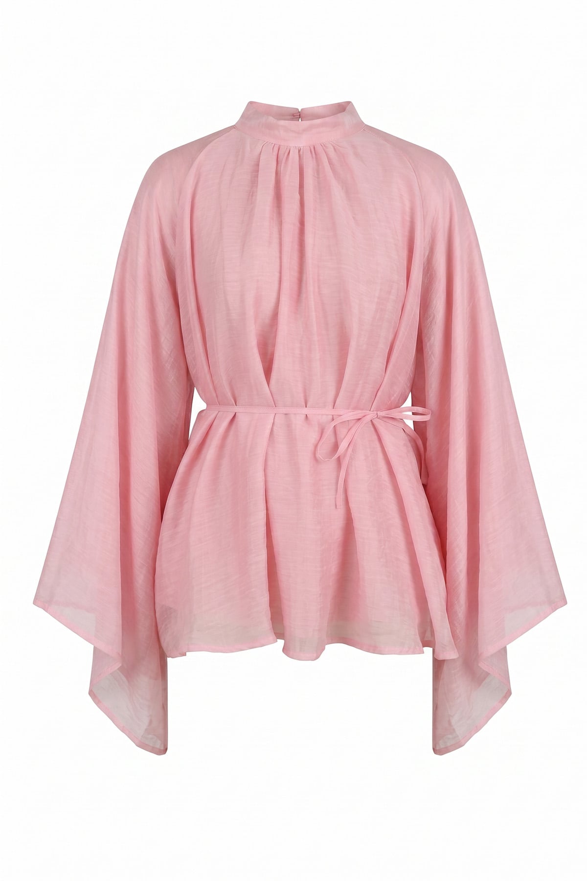 Büzgülü Reglan Kol Tunik Y0150 - PEMBE |  
