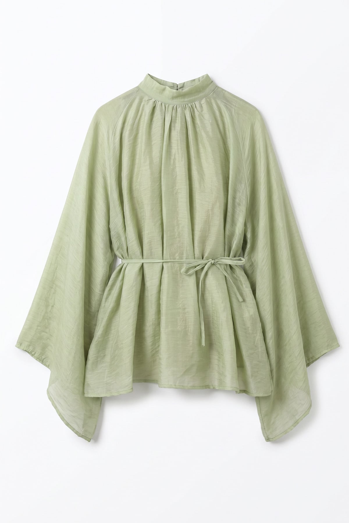 Büzgülü Reglan Kol Tunik Y0150 - ÇAĞLA YEŞİLİ |  