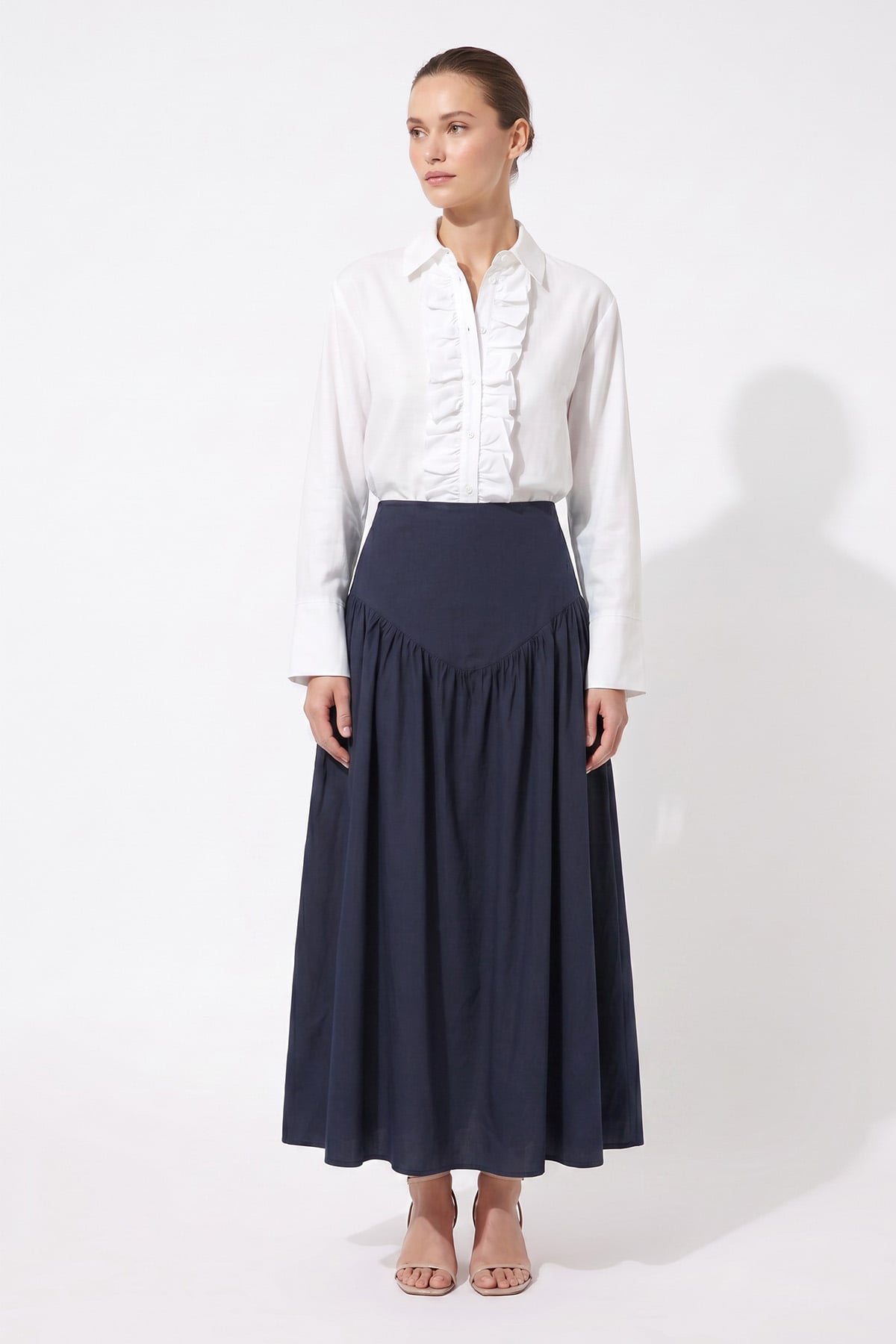 Bel Korsajlı Poplin Etek 26061 - LACİVERT |  