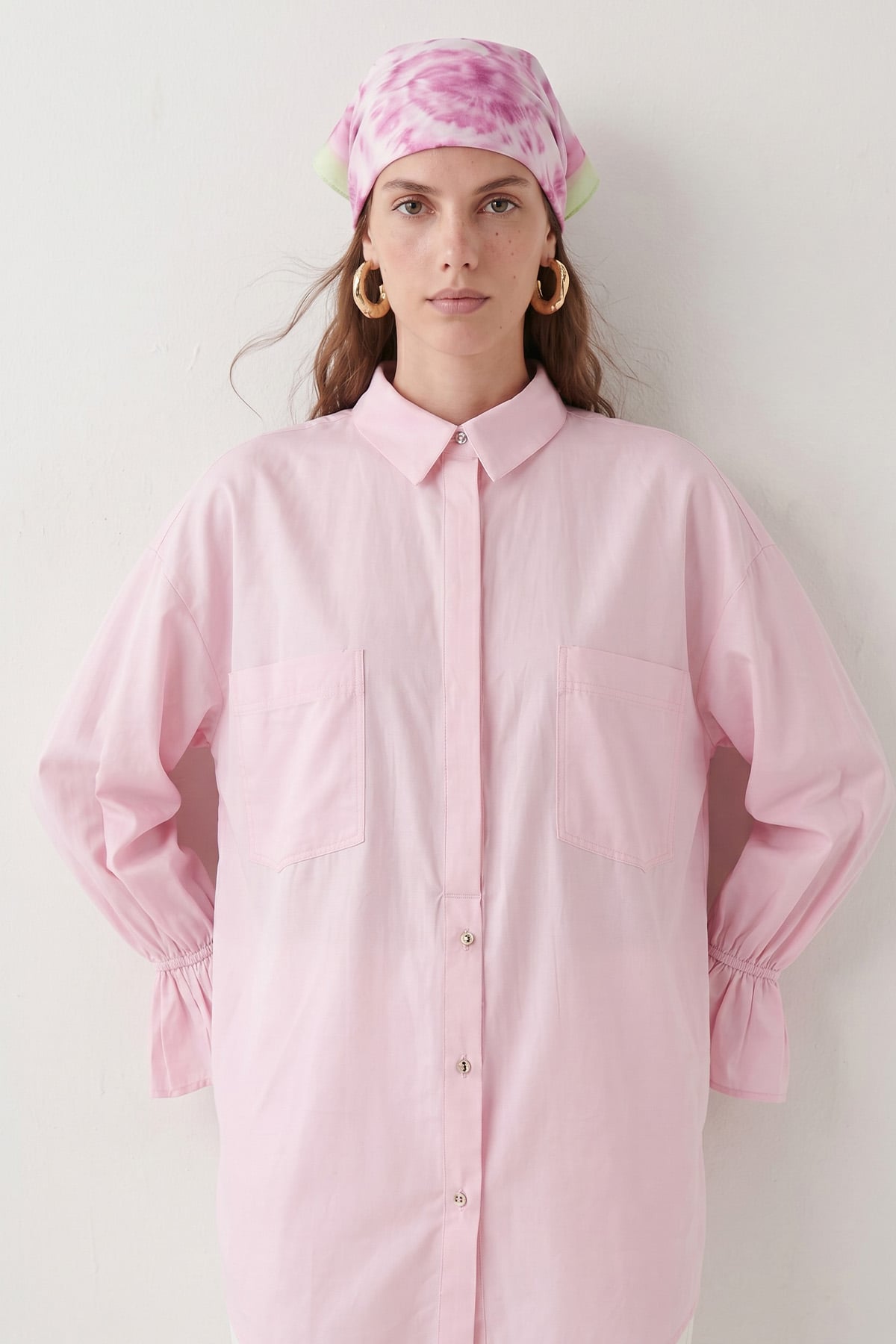 Arka Pileli Cepli Gömlek Y0147 - AÇIK PEMBE |  