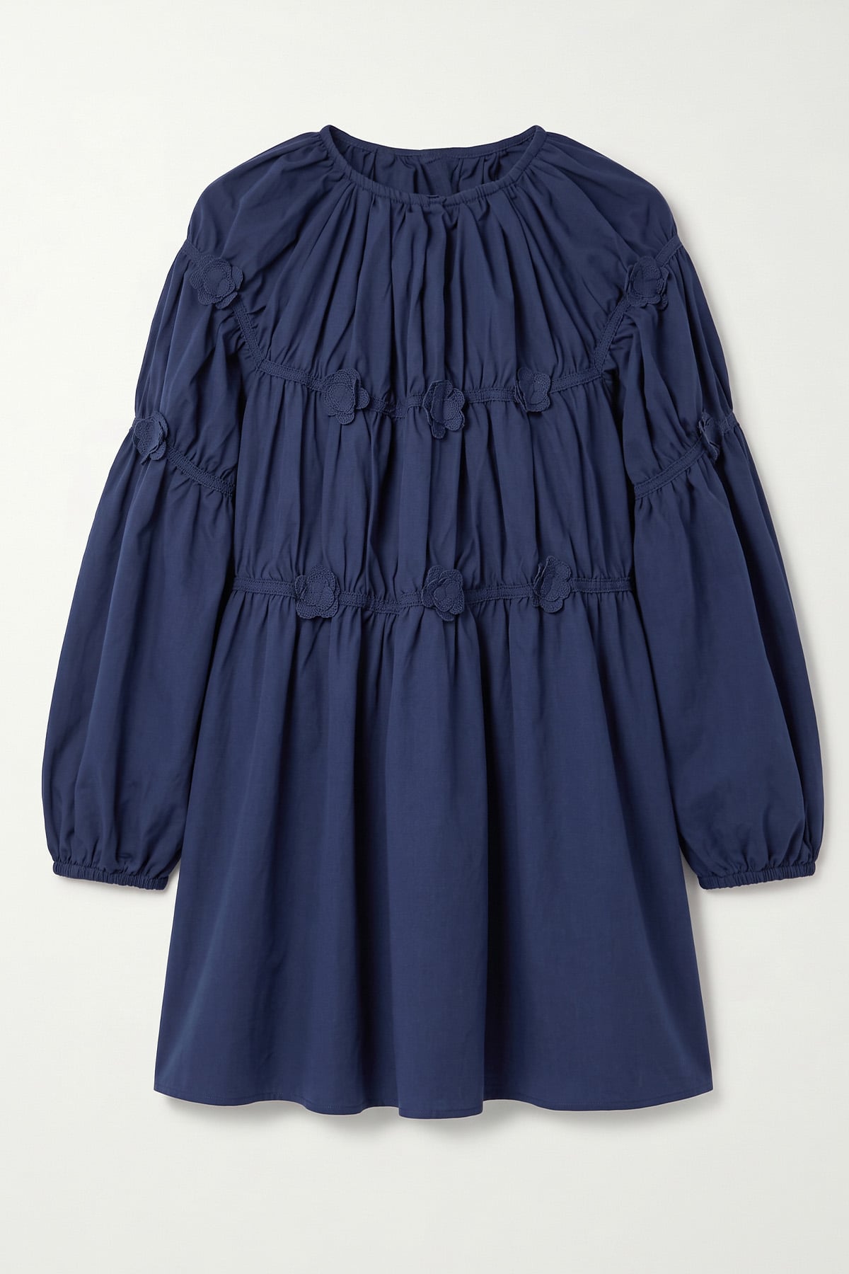 Çiçekli Büzgülü  Tunik 5501 - LACİVERT | zenne.com 