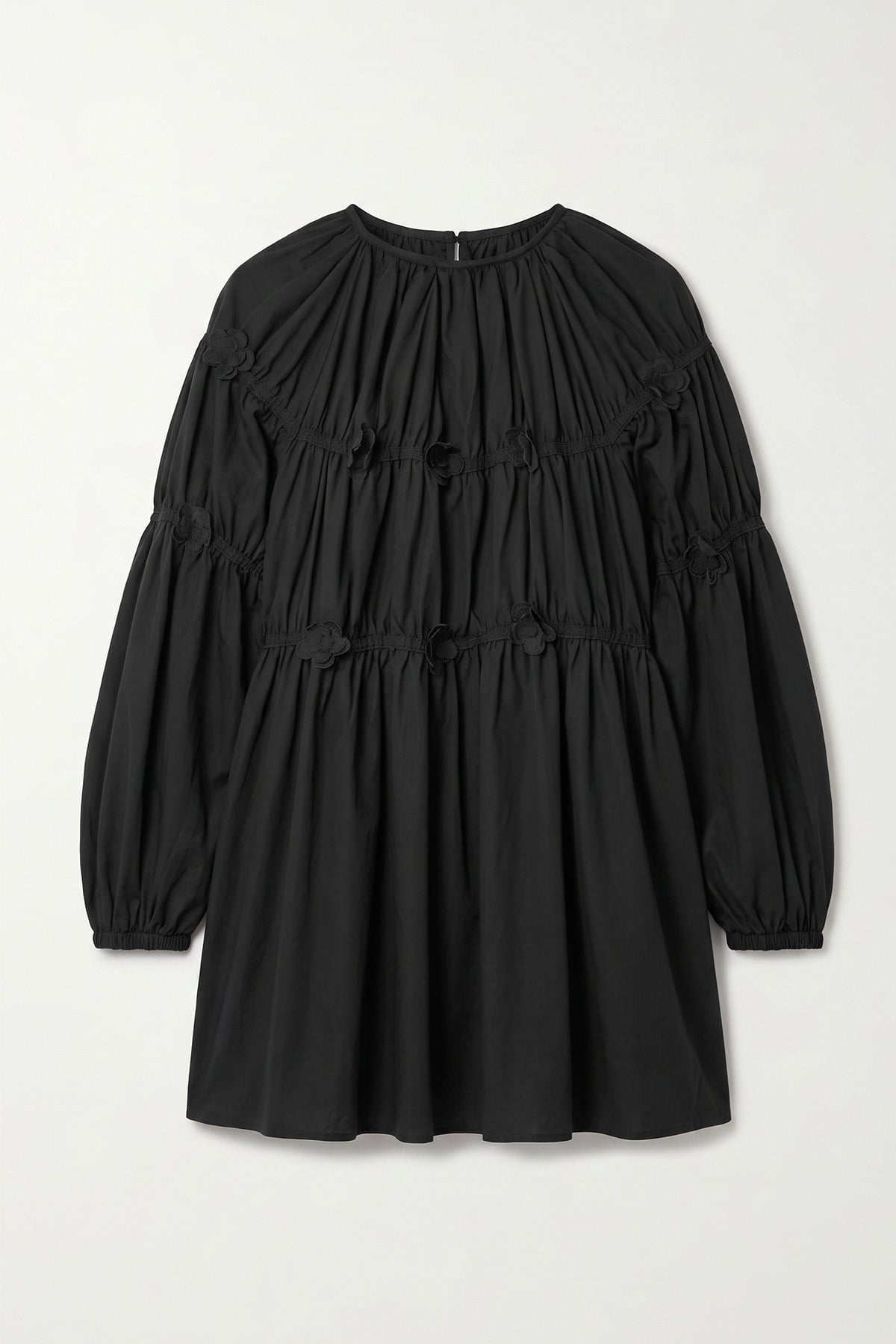 Çiçekli Büzgülü  Tunik 5501 - SİYAH |  