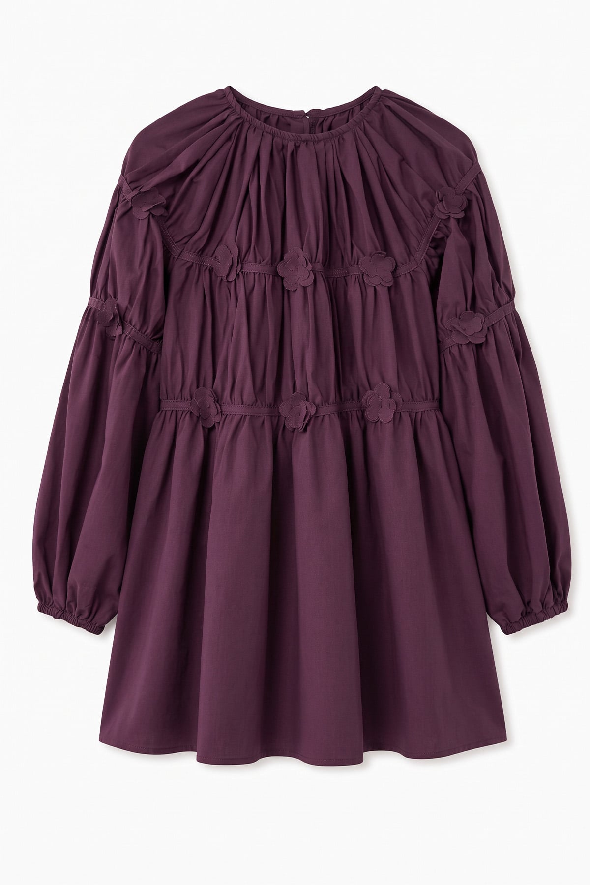 Çiçekli Büzgülü  Tunik 5501 - MÜRDÜM |  