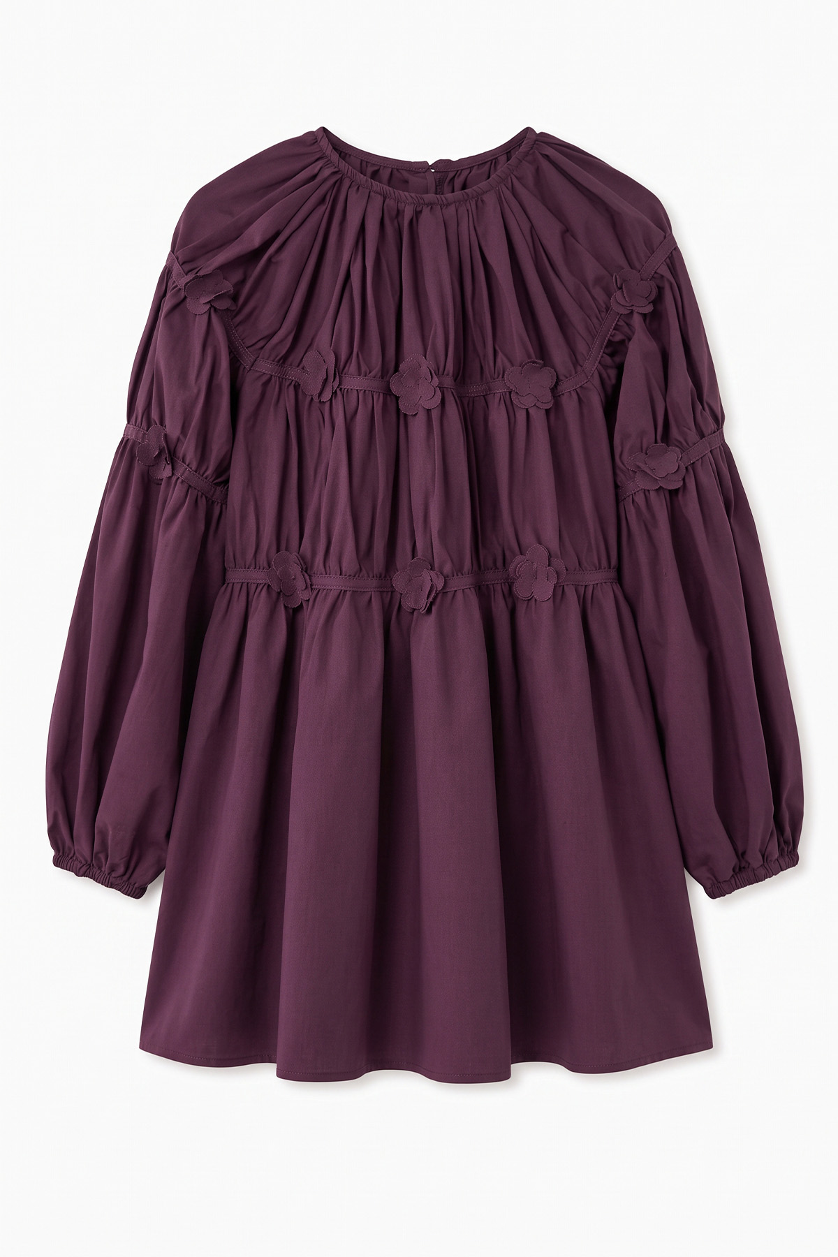 Çiçekli Büzgülü  Tunik 5501 - MÜRDÜM | zenne.com 