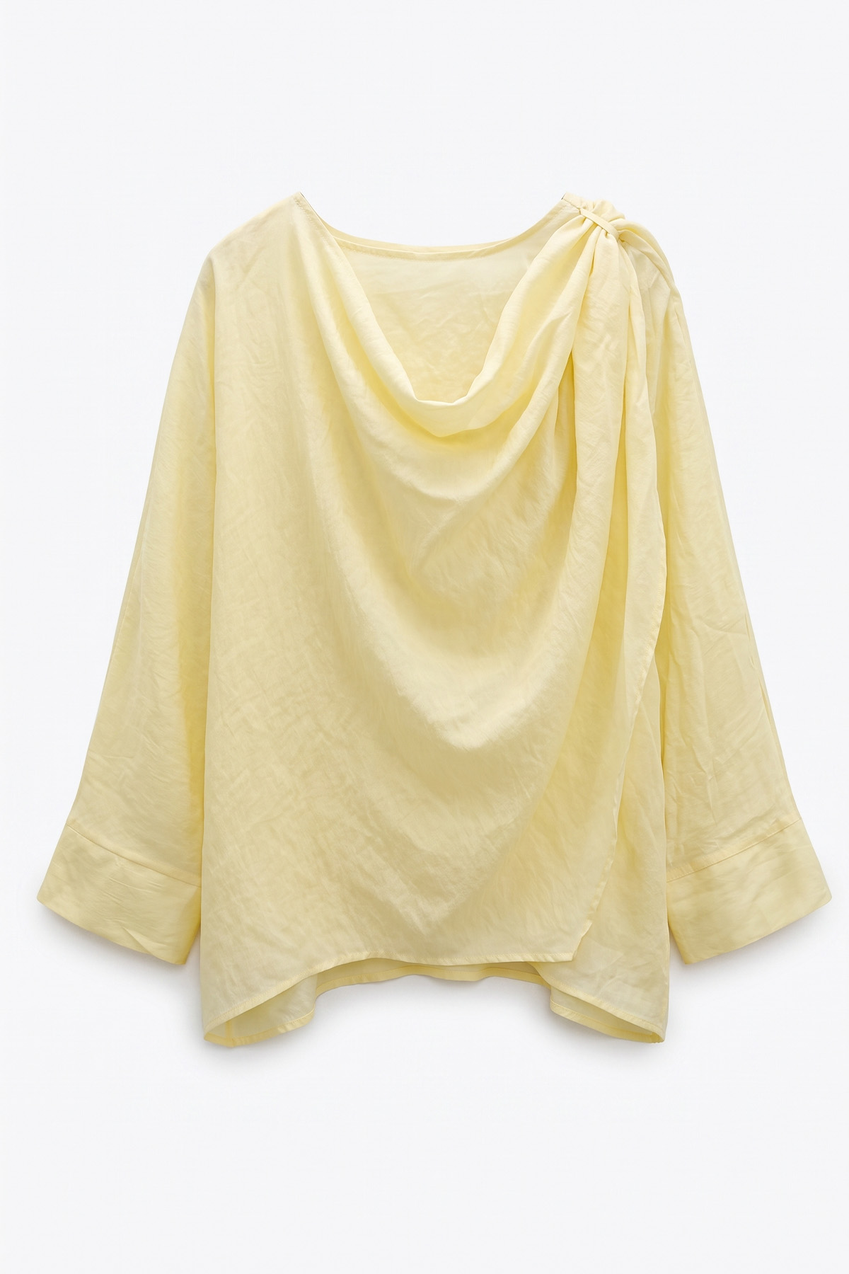 Omuz Şal Detaylı Tunik Y0156 - AÇIK SARI | zenne.com 