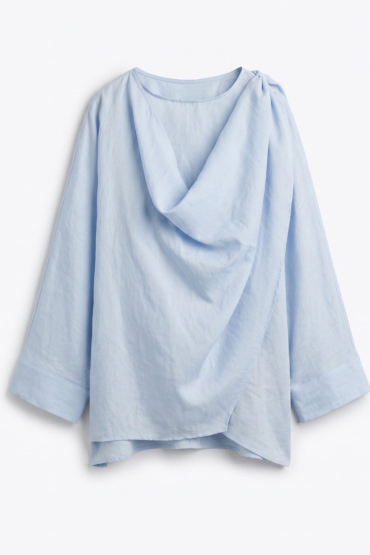 Omuz Şal Detaylı Tunik Y0156 - BEBE MAVİSİ |  