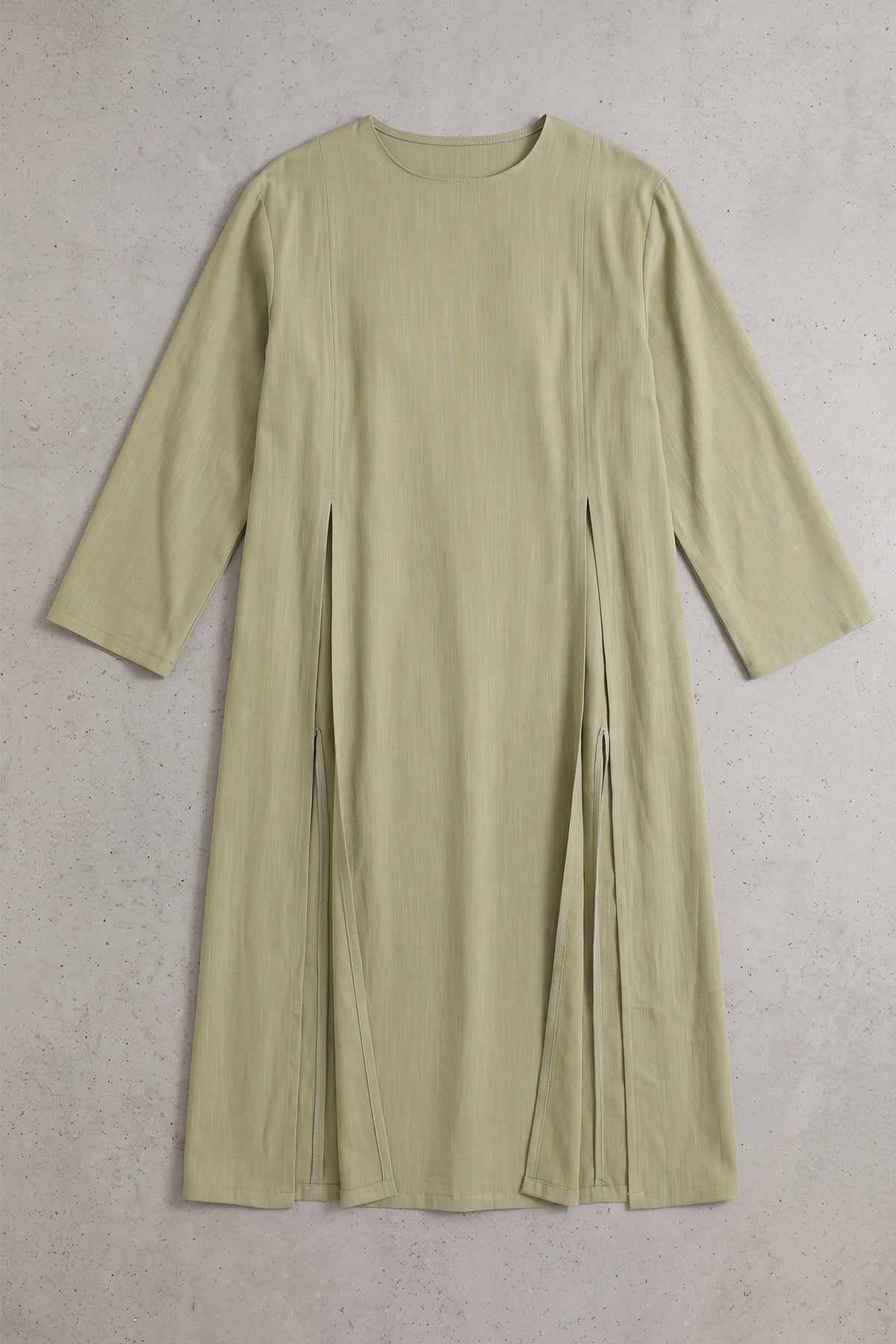  Yırtmaçlı Uzun Tunik Y0162 - HAKİ | zenne.com 