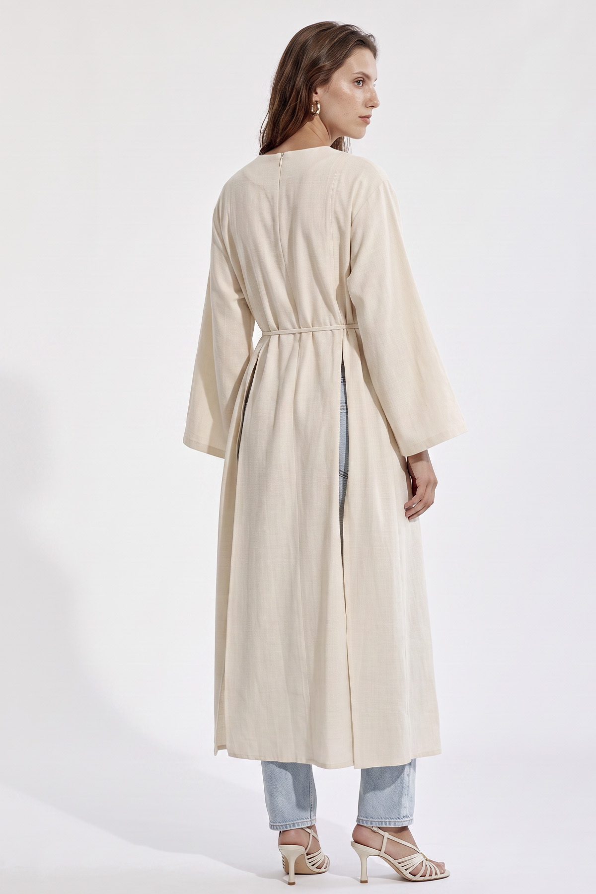  Yırtmaçlı Uzun Tunik Y0162 - EKRU |  