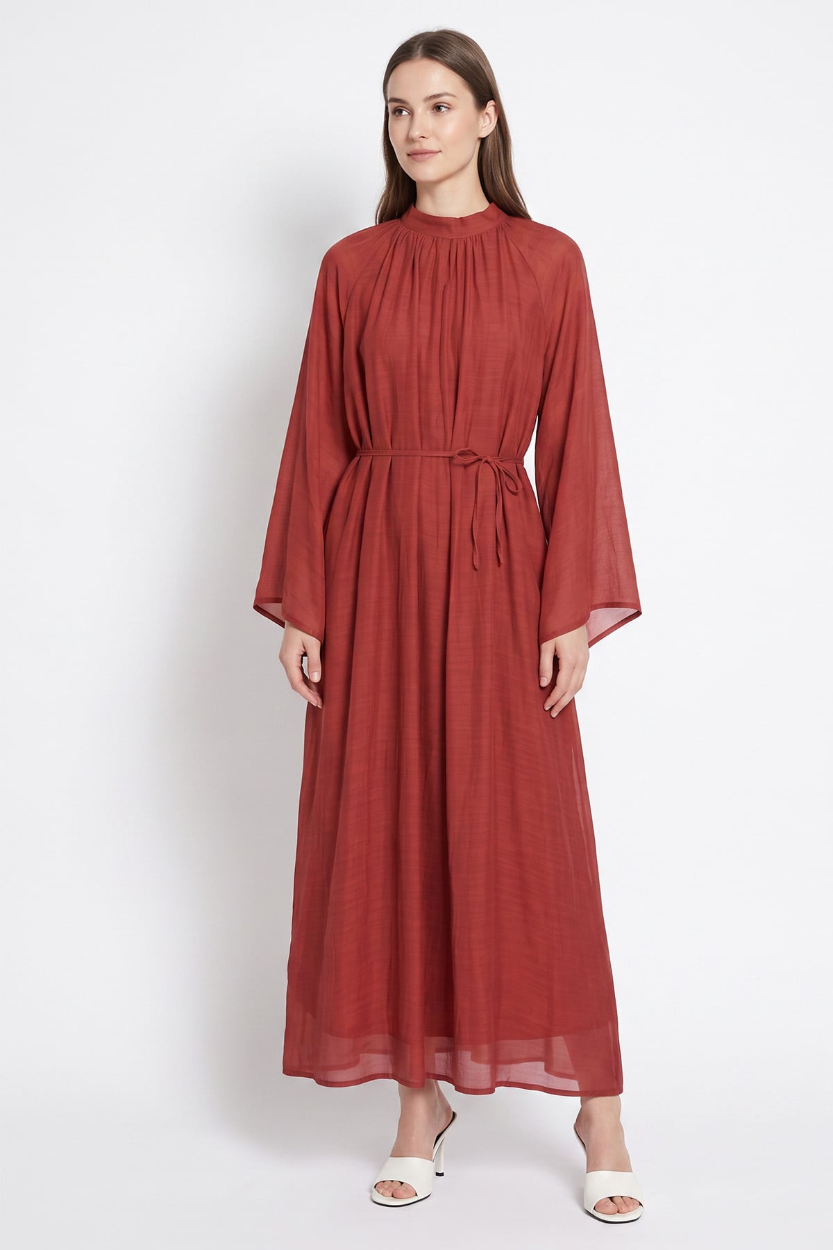 Reglan Kol Elbise Y0159 - KIRMIZI  | zenne.com 