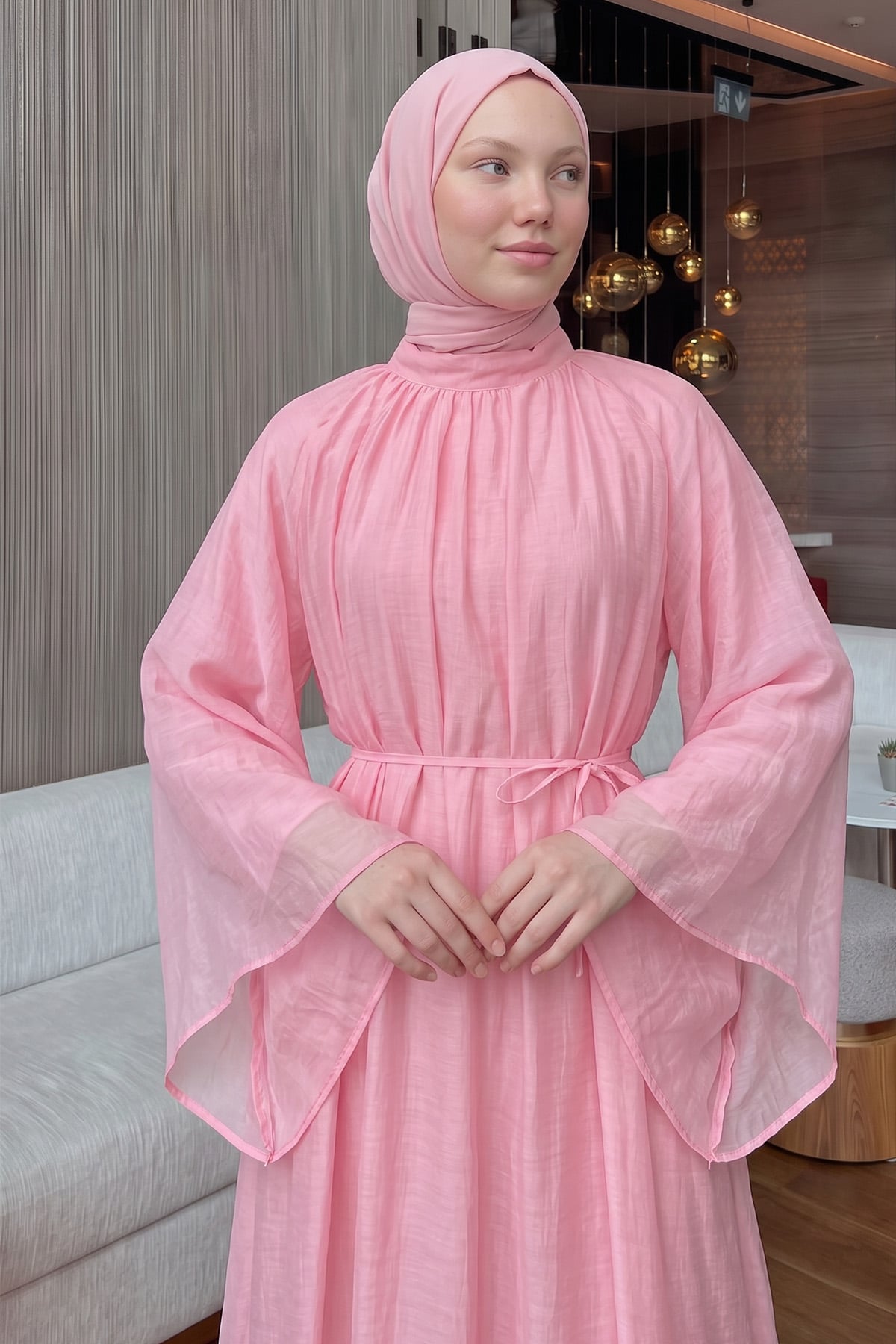 Reglan Kol Elbise Y0159 - PEMBE |  