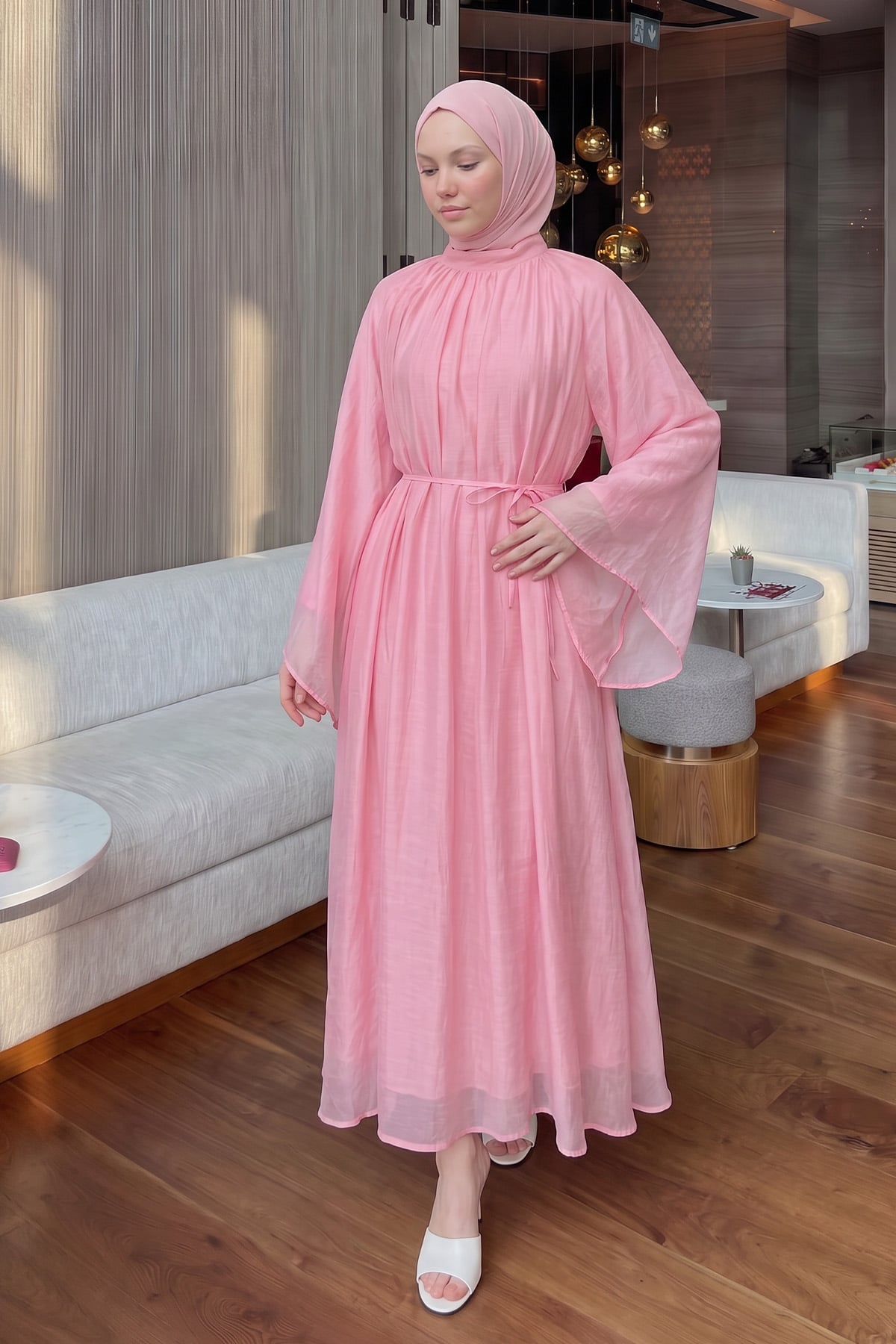 Reglan Kol Elbise Y0159 - PEMBE |  