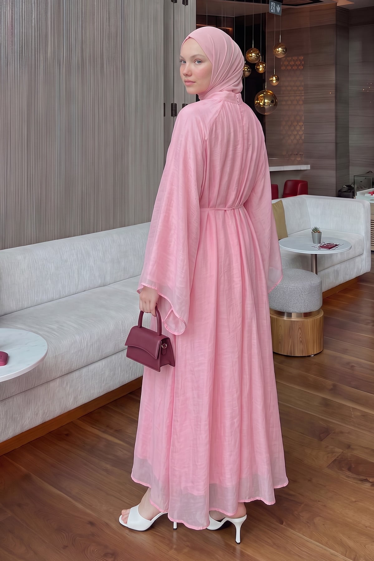 Reglan Kol Elbise Y0159 - PEMBE |  