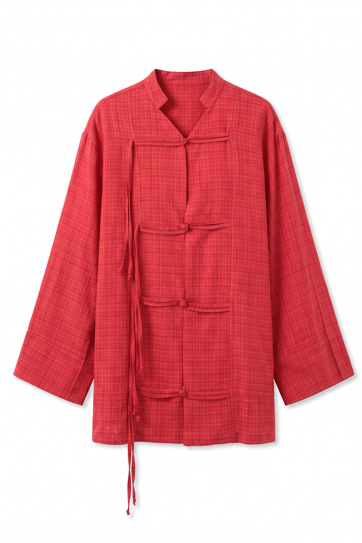 Çin Düğmeli Tunik Y0158 - KIRMIZI |  