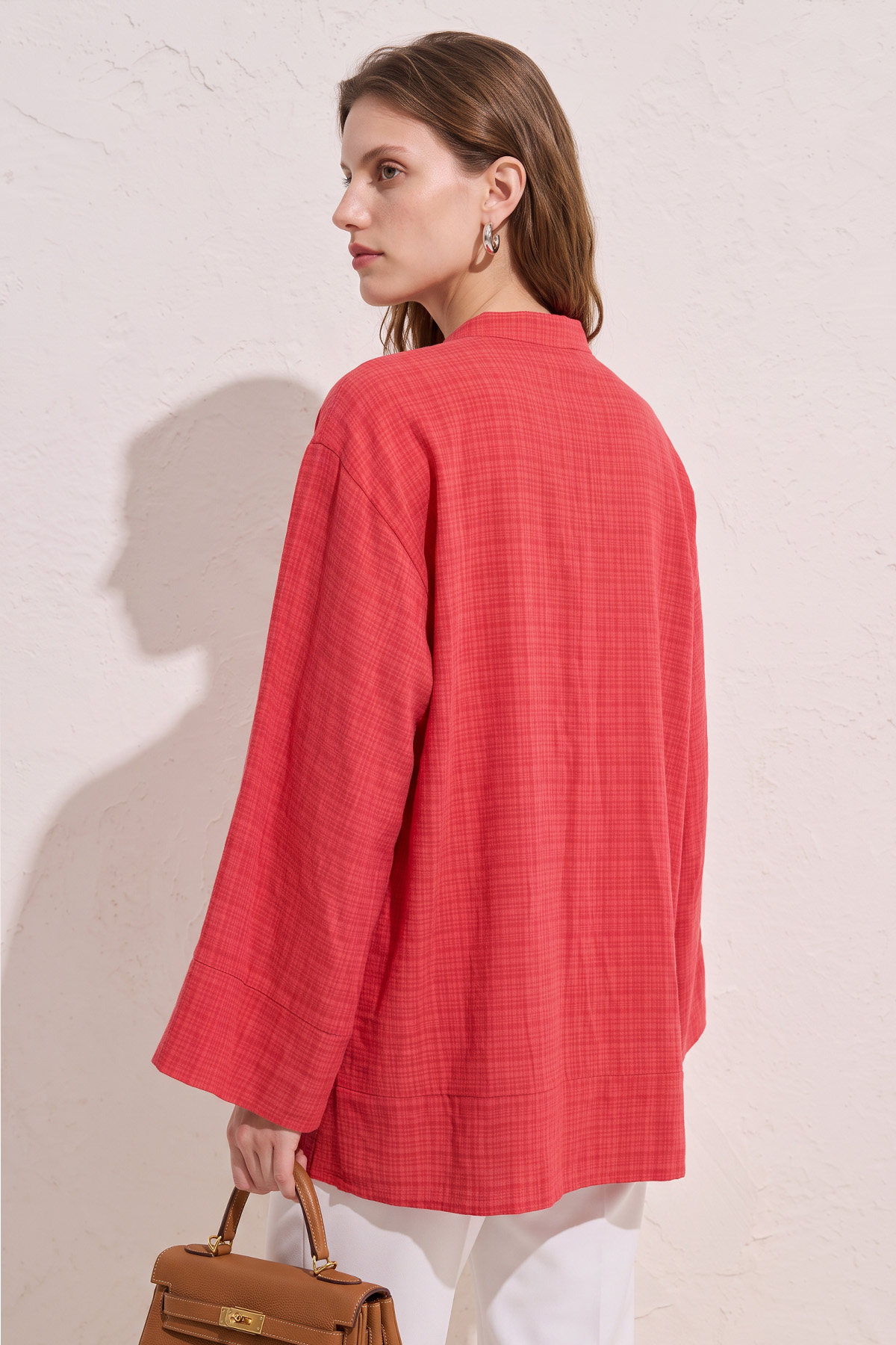 Çin Düğmeli Tunik Y0158 - KIRMIZI |  