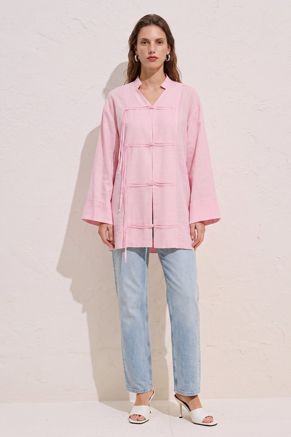 Çin Düğmeli Tunik Y0158 - PEMBE  |  