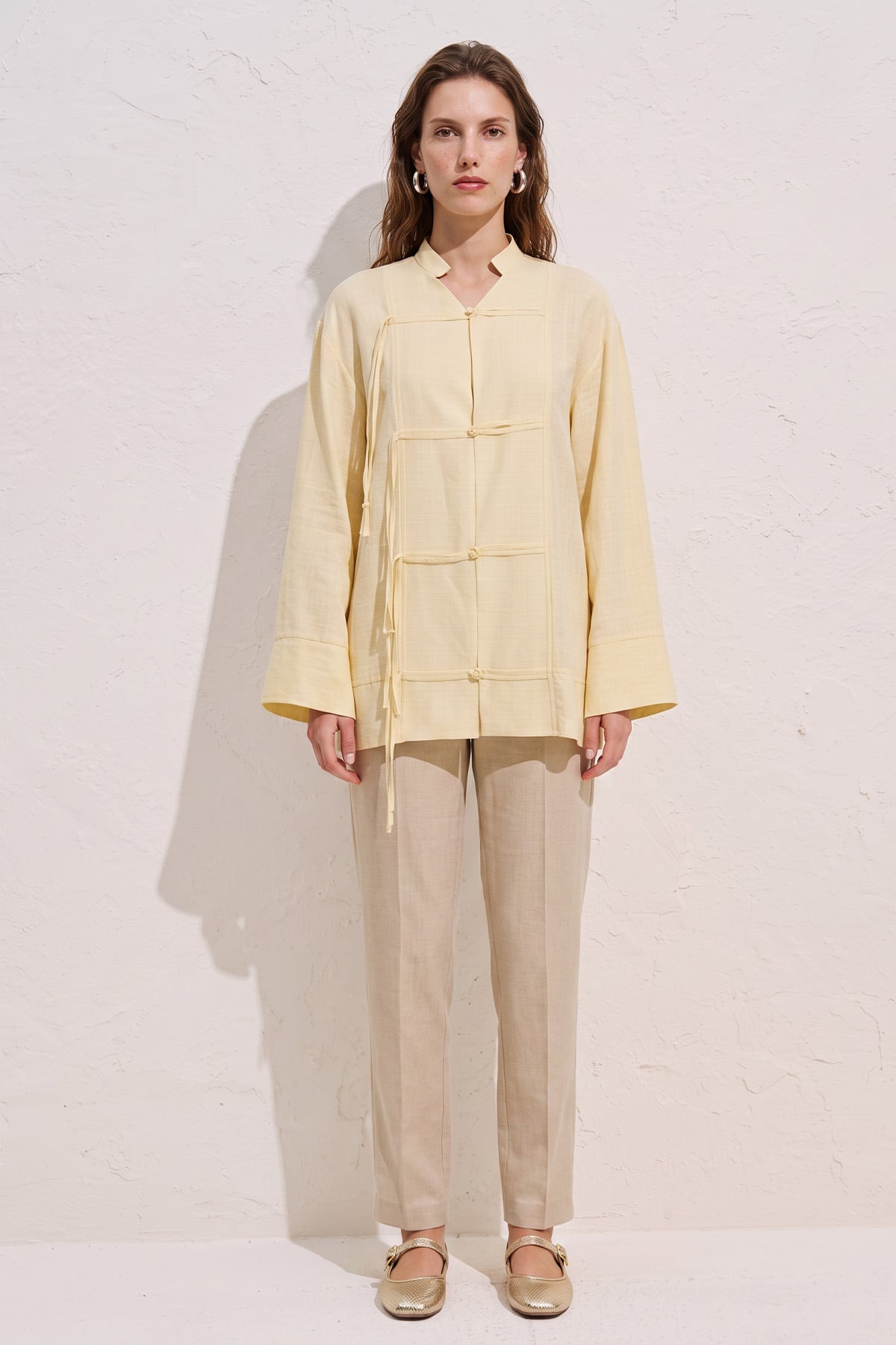 Çin Düğmeli Tunik Y0158 - SARI |  