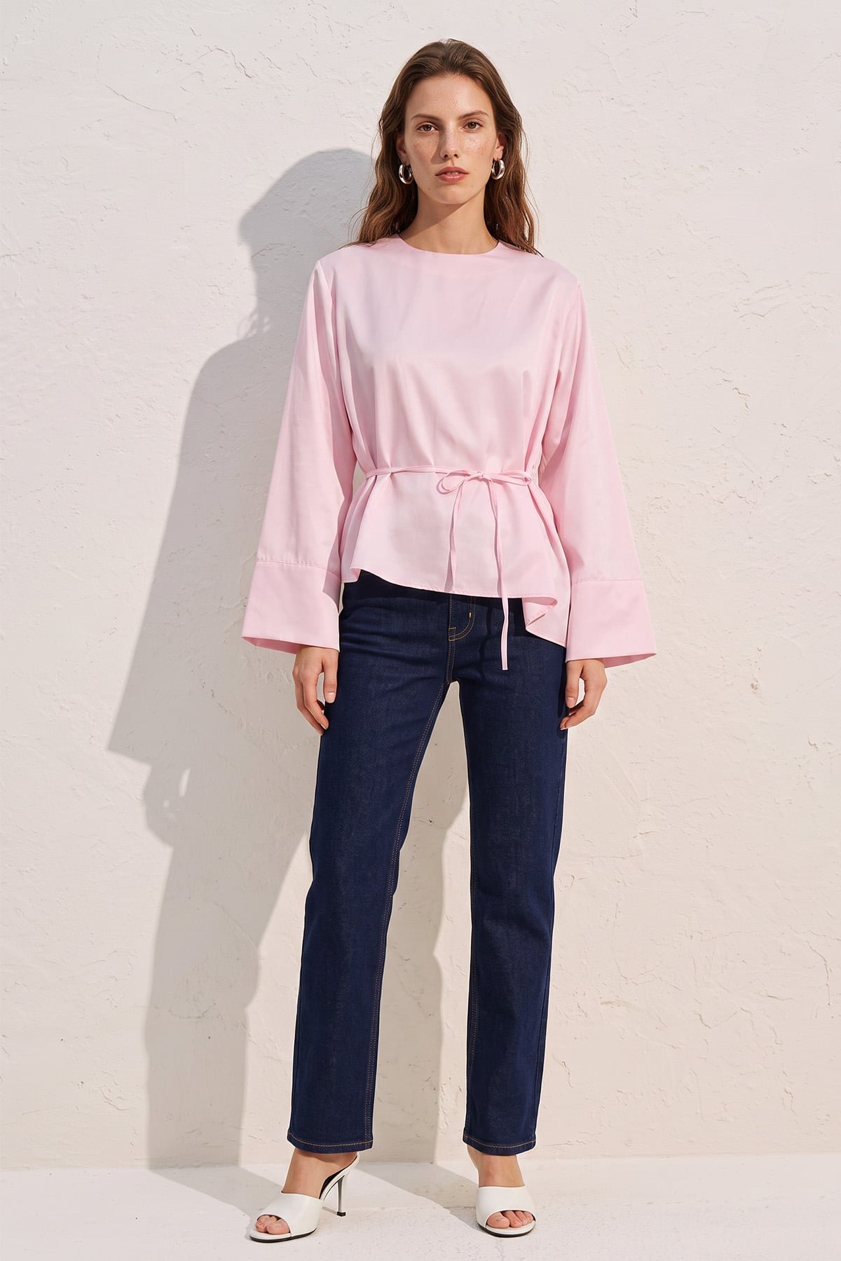 Verev Kesim Bluz Y0160 - AÇIK PEMBE | zenne.com 