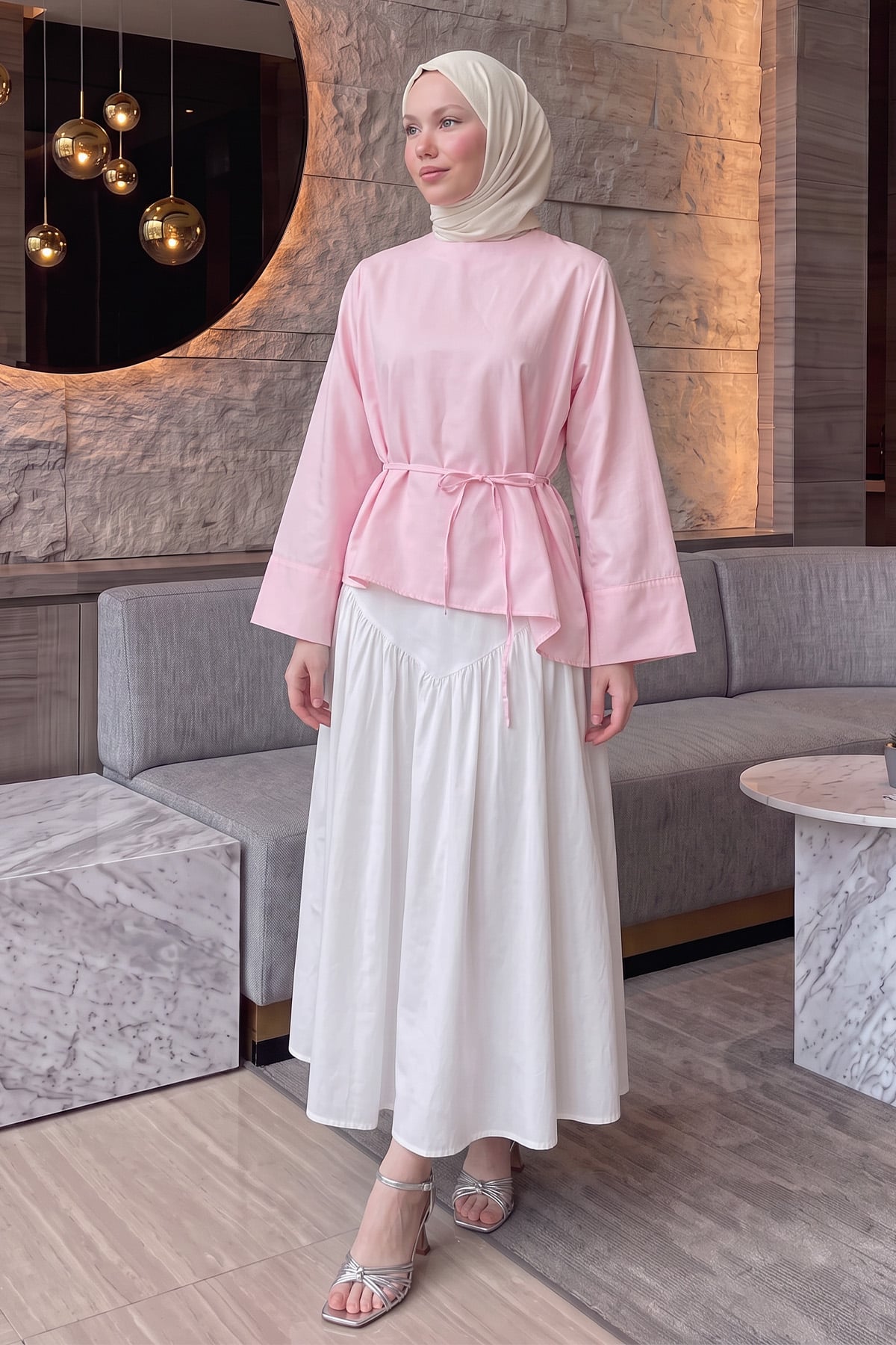 Verev Kesim Bluz Y0160 - AÇIK PEMBE |  