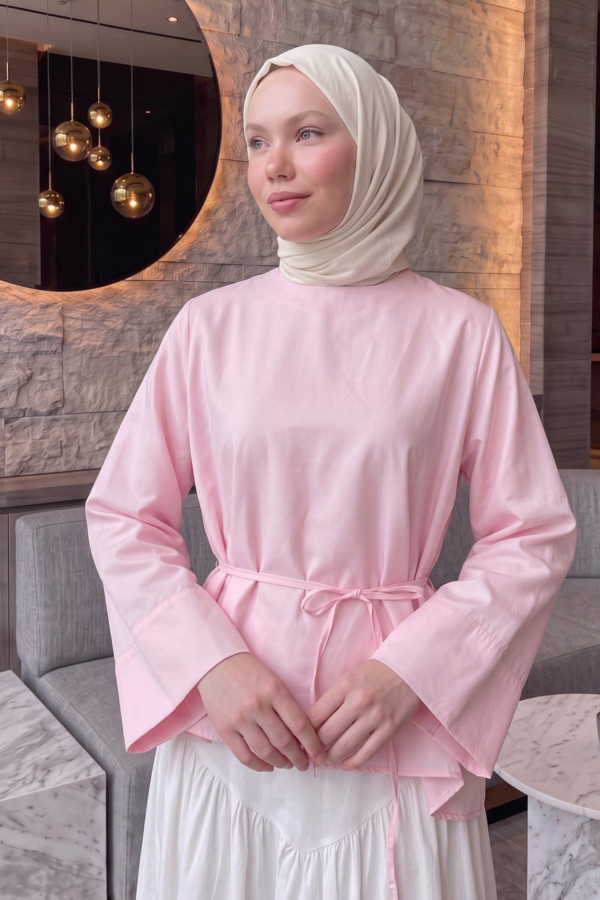 Verev Kesim Bluz Y0160 - AÇIK PEMBE |  