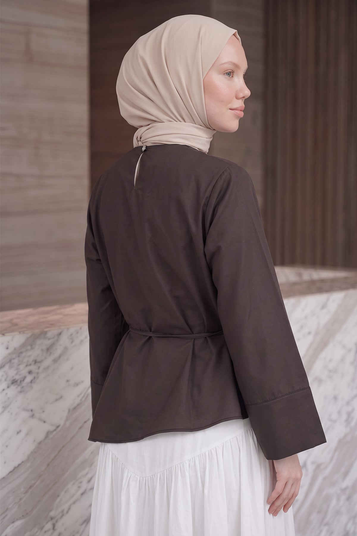 Verev Kesim Bluz Y0160 - ACI KAHVE |  