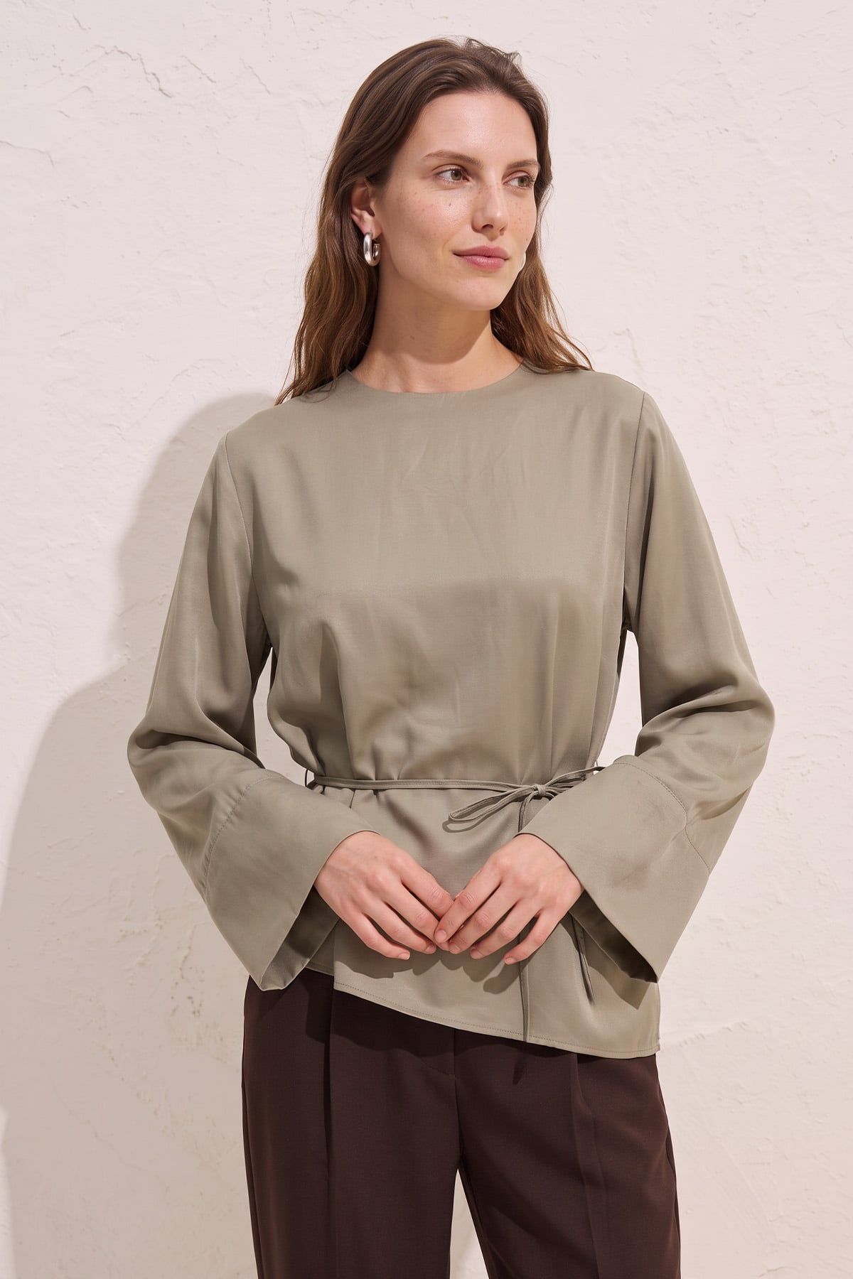Verev Kesim Bluz Y0160 - HAKİ |  