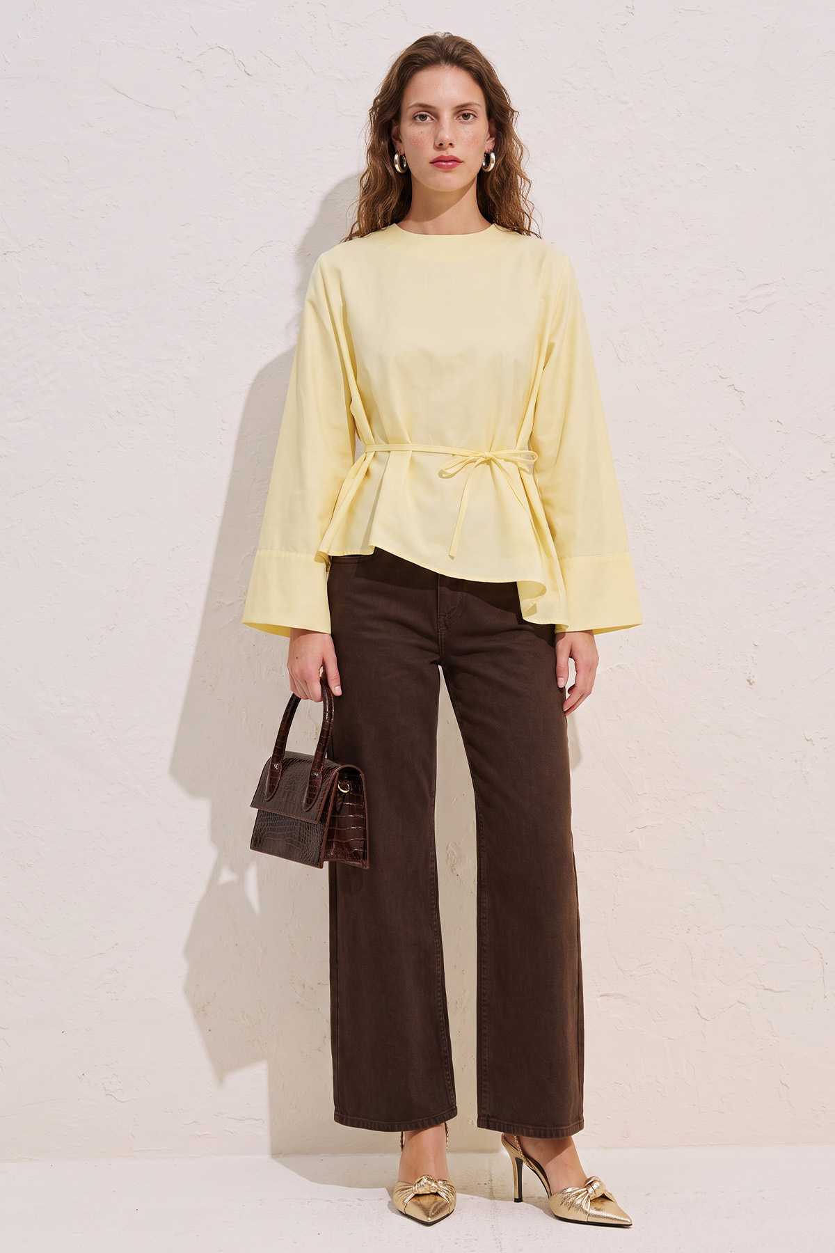Verev Kesim Bluz Y0160 - SARI | zenne.com 