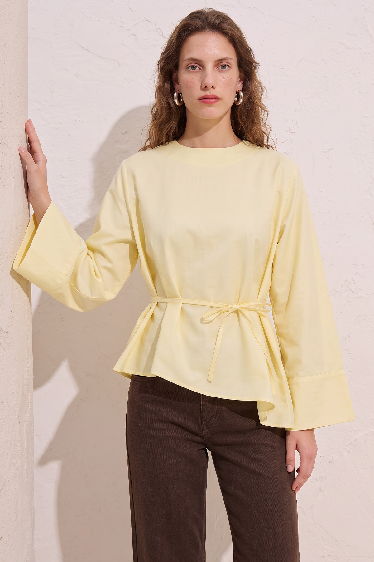 Verev Kesim Bluz Y0160 - SARI | zenne.com 